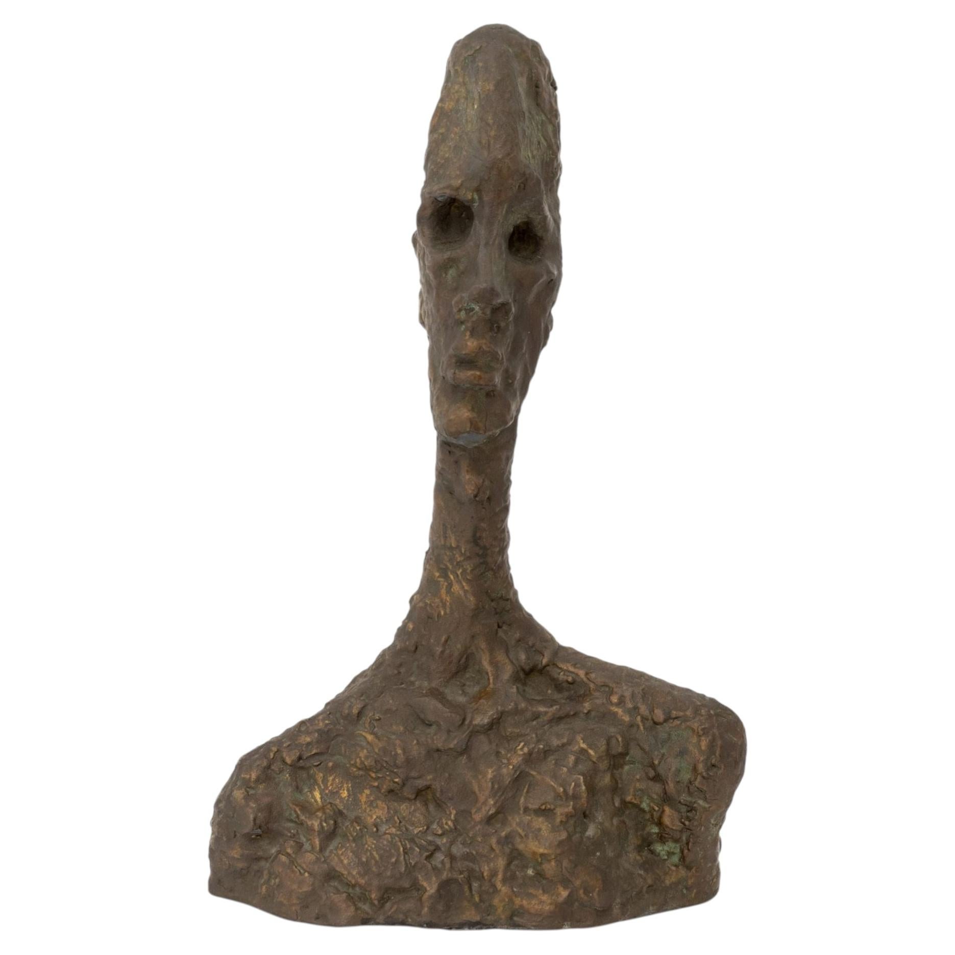 Brutalist Male Bust by Philip and Kelvin LaVerne, Patinated Bronze