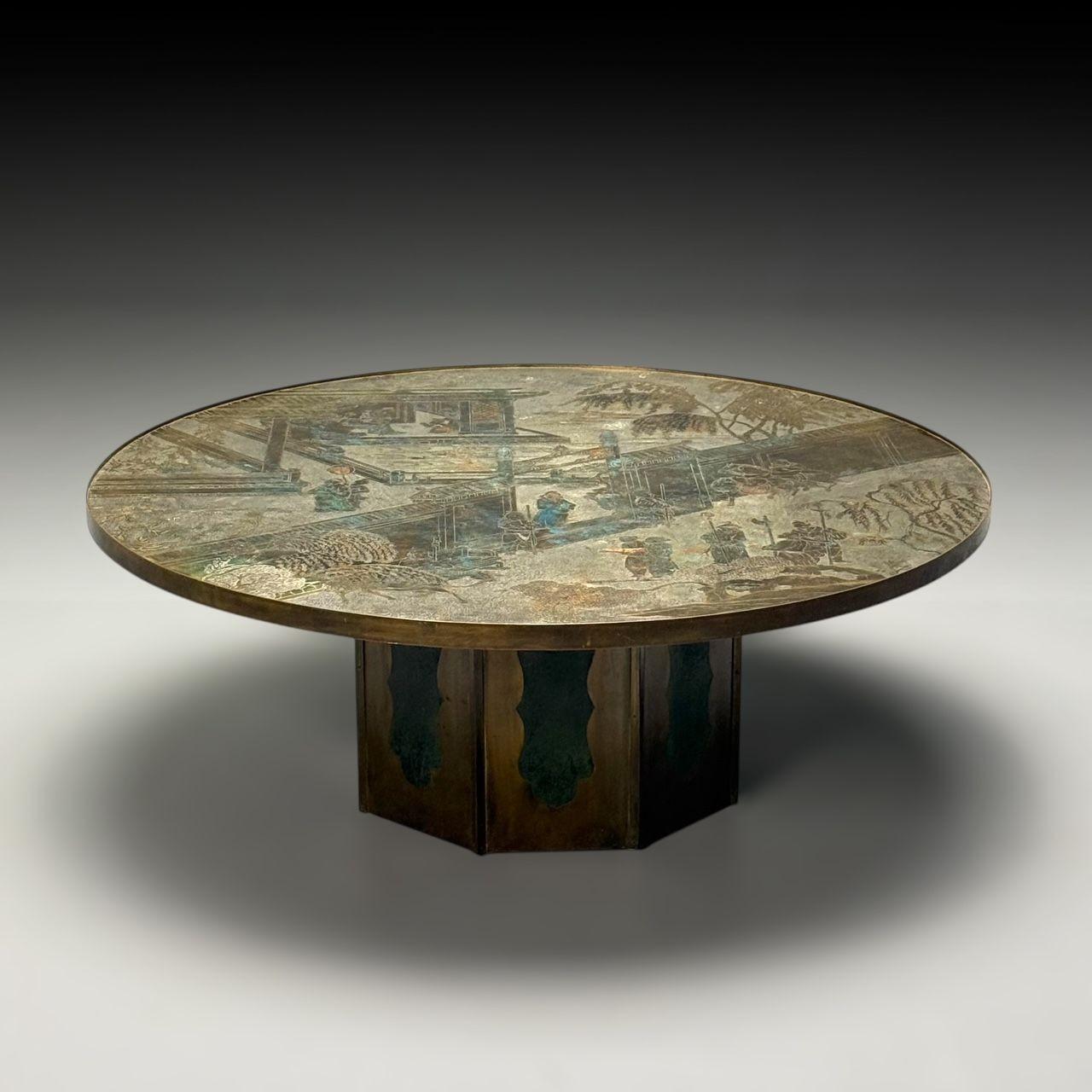 Philip und Kelvin Laverne, Mid-Century Modern, Chan-Couchtisch, Bronze, 1960er Jahre (amerikanisch) im Angebot