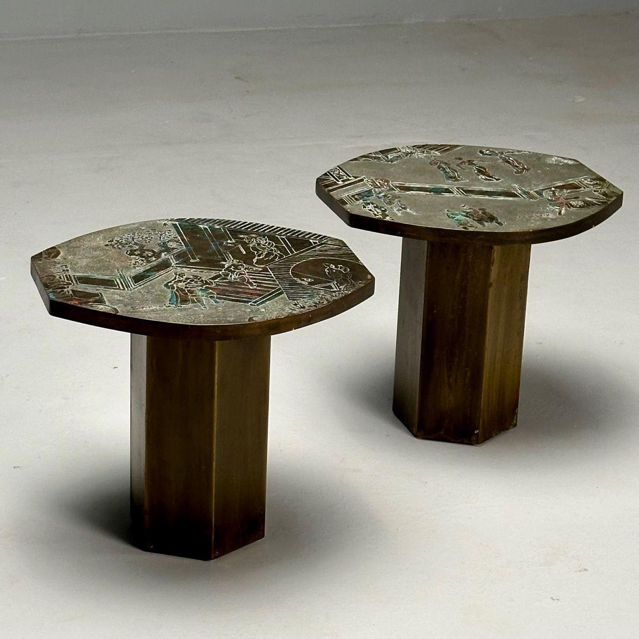 Philip and Kelvin LaVerne, Mid-Century Modern, Tao Side Tables, Bronze, 1960s Bon état - En vente à Manhasset, NY