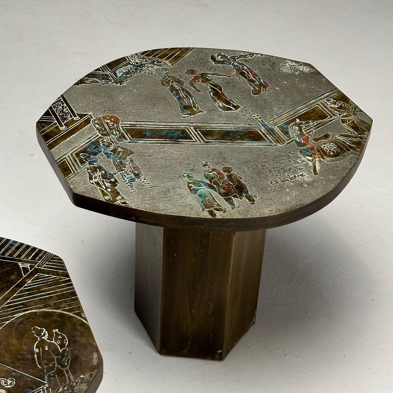 Philip and Kelvin LaVerne, Mid-Century Modern, Tao Side Tables, Bronze, 1960s en vente 1