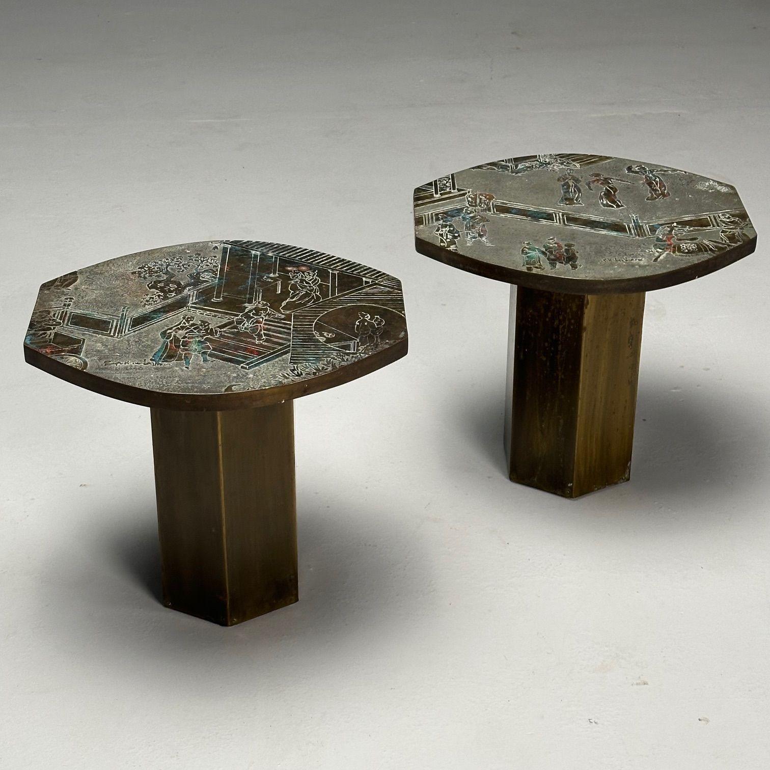 Philip and Kelvin LaVerne, Mid-Century Modern, Tao Side Tables, Bronze, 1960s en vente 2