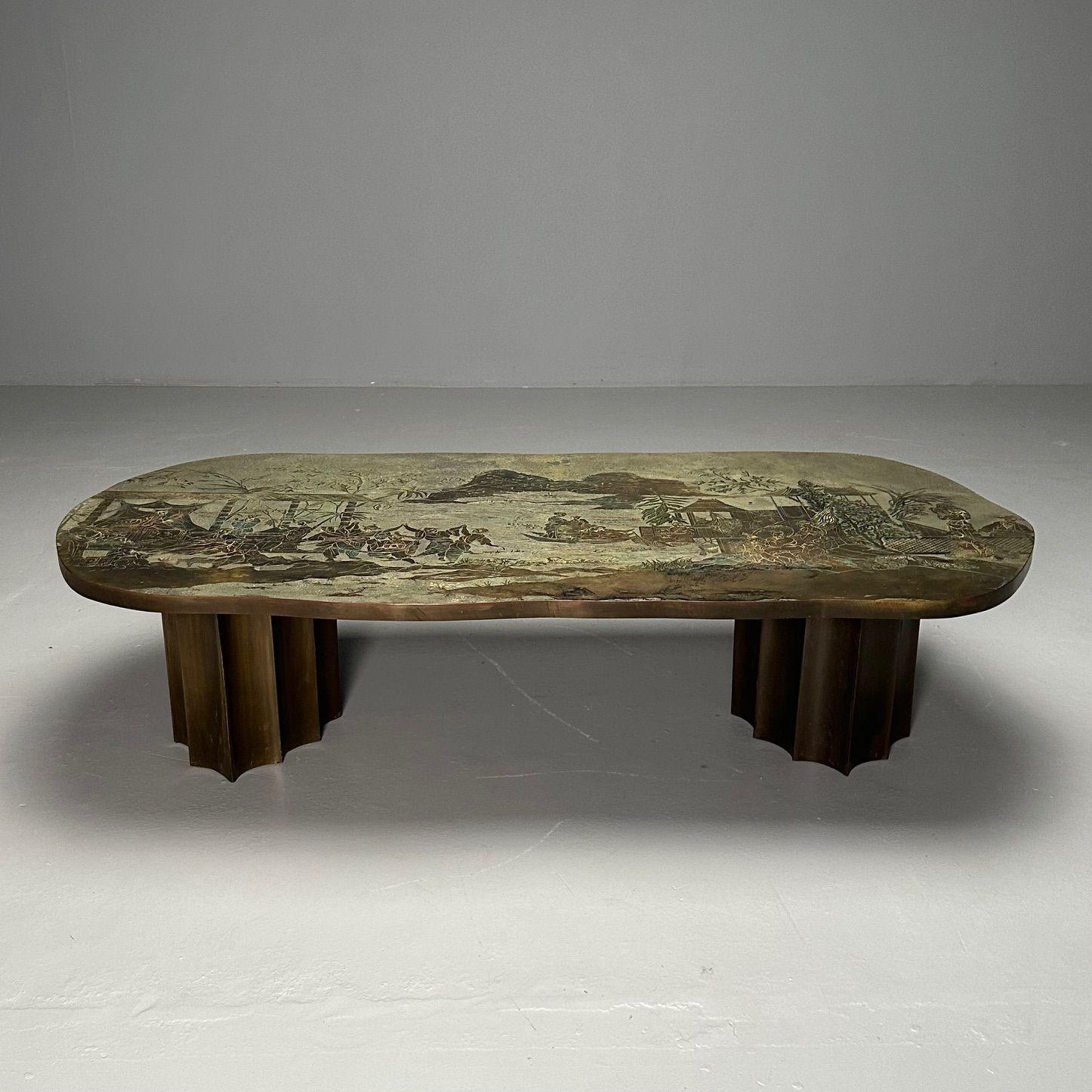 Mid-Century Modern Philip & Kelvin LaVerne, Mid-Century, T'ang Marriage Coffee Table, Bronze, 1965 en vente