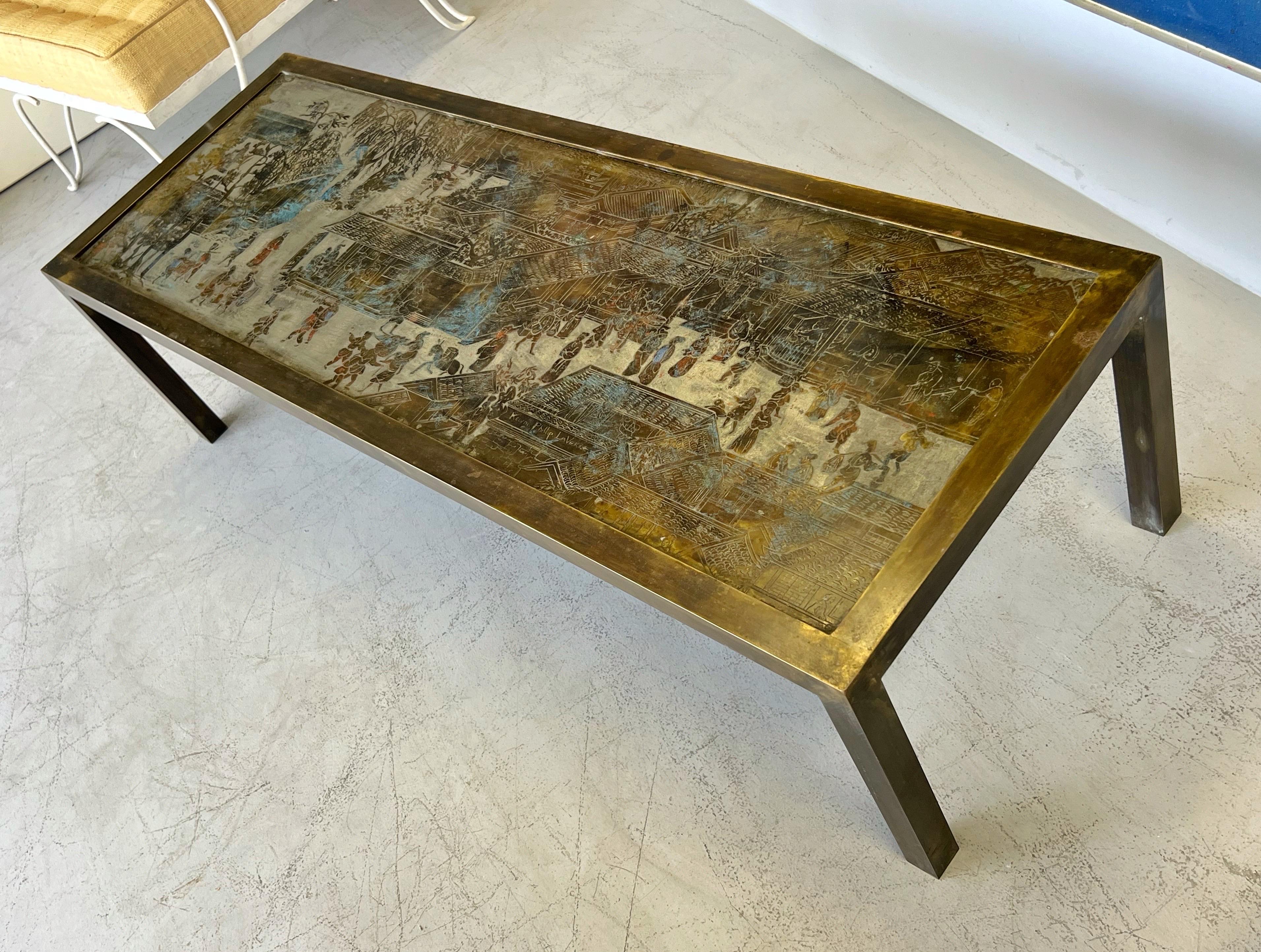American Philip and Kelvin Laverne Modern Bronze Coffee Table Spring Festival