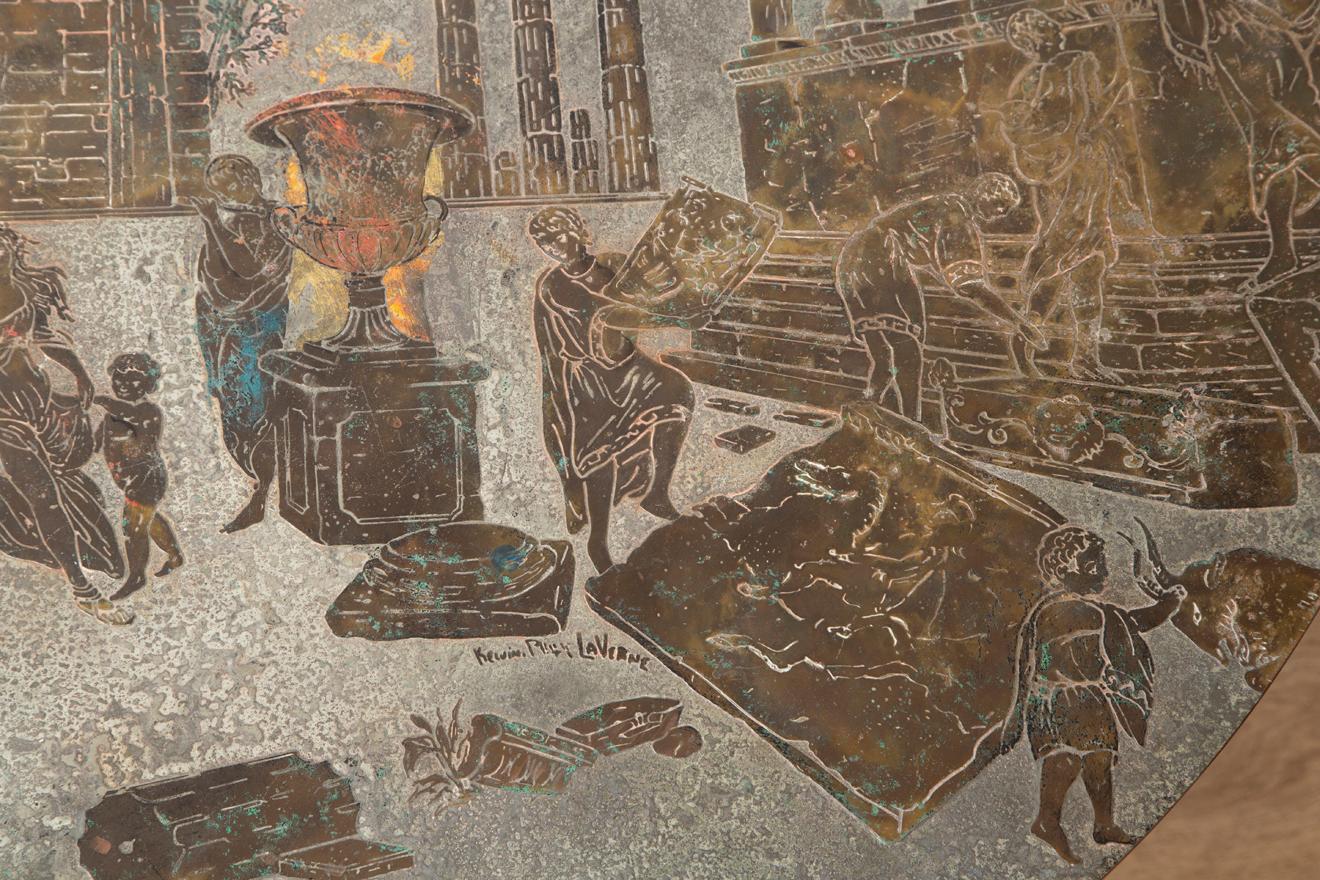 Etched Philip and Kelvin LaVerne Odyssey Center Table, USA 1960