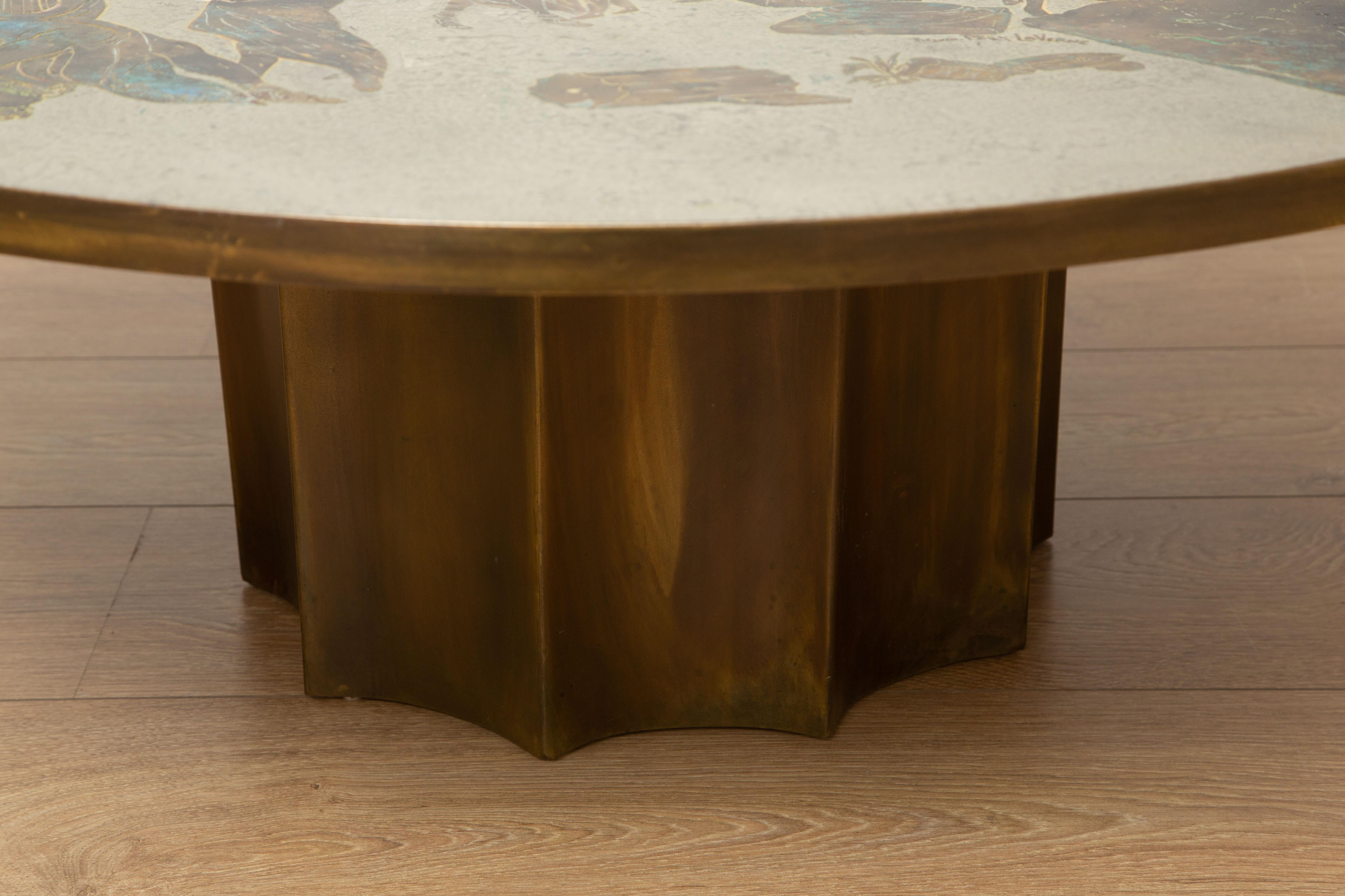 American Philip and Kelvin LaVerne Odyssey Round Coffee Table, New York, circa 1960's