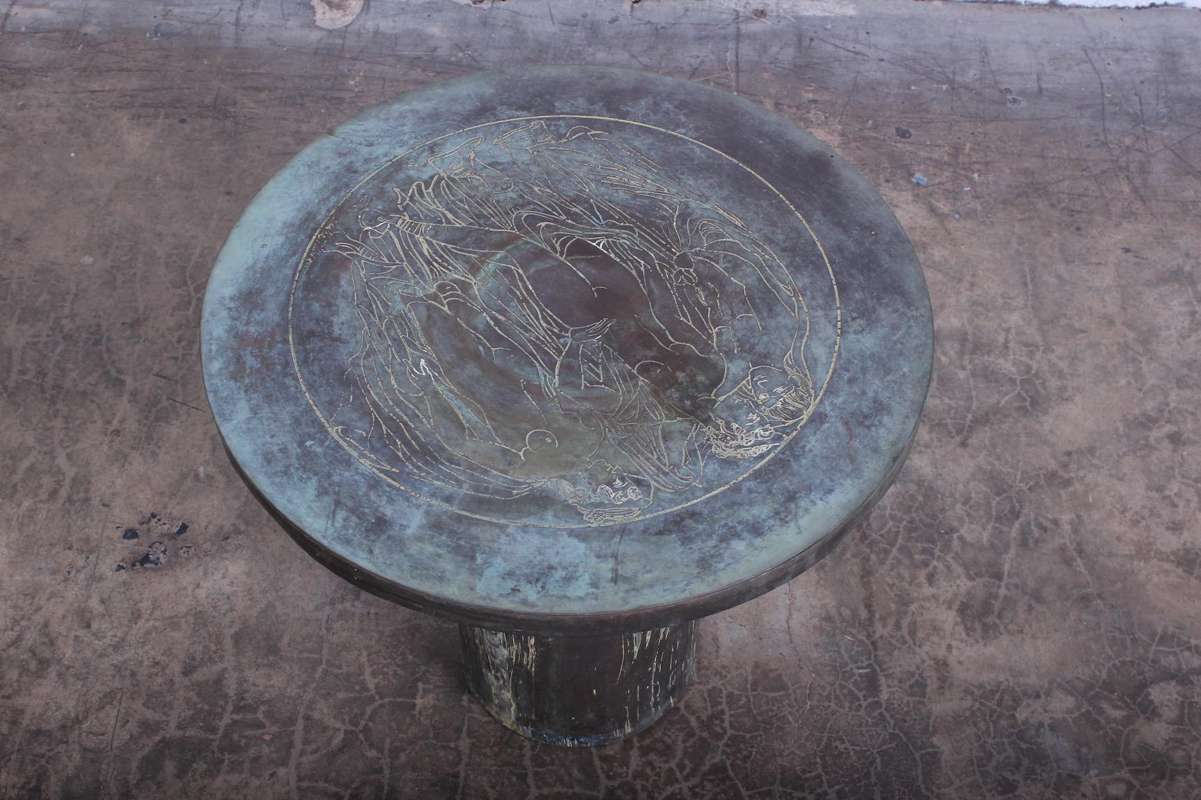 Philip and Kelvin LaVerne Patinated Side Table 5