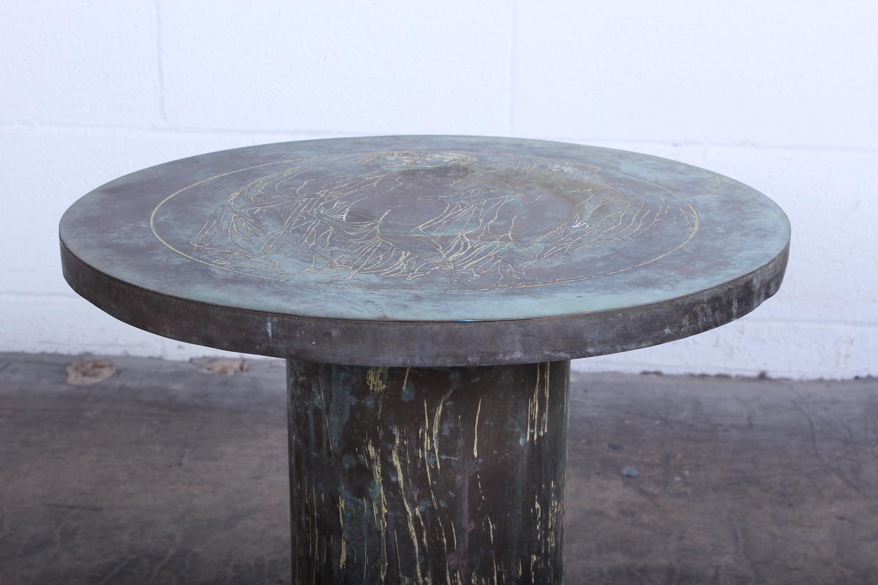 Philip and Kelvin LaVerne Patinated Side Table 3