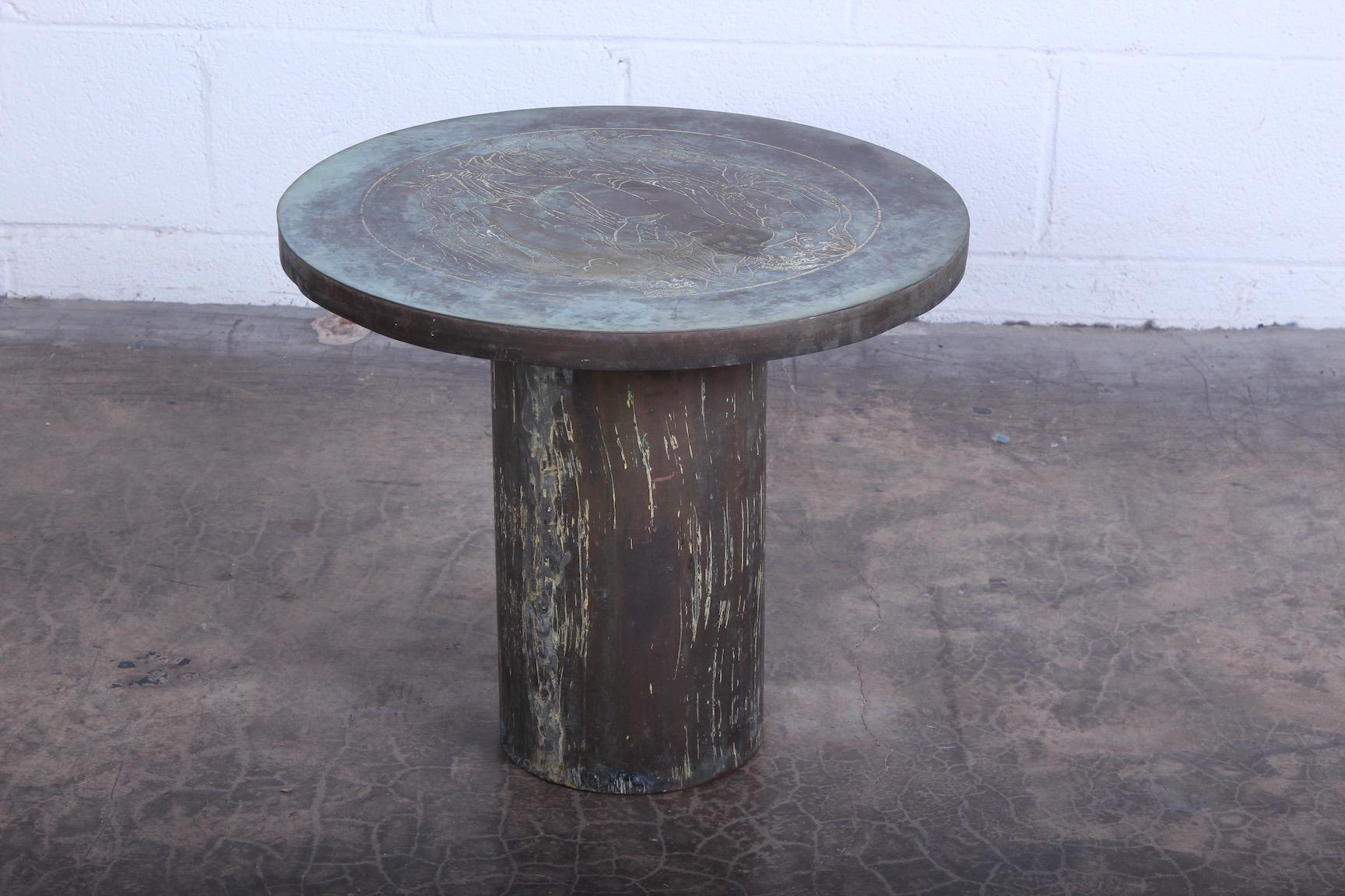 Philip and Kelvin LaVerne Patinated Side Table 4