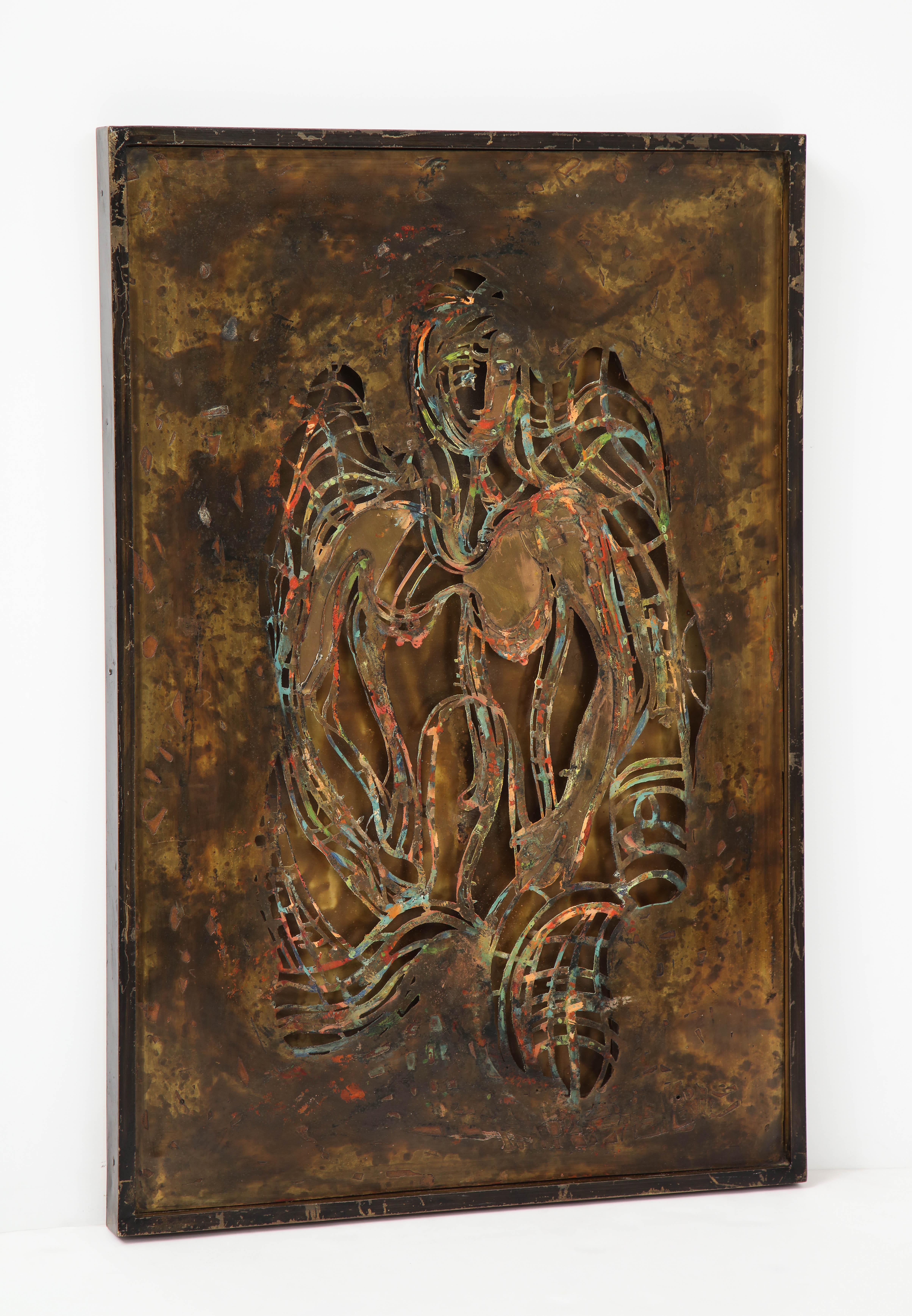 Philip and Kelvin LaVerne Pierced Bronze and Enamel Wall Plaque 8