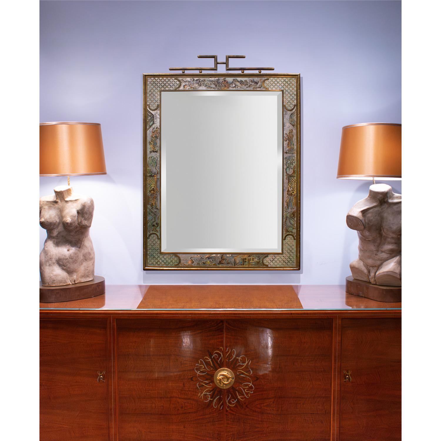 Philip and Kelvin LaVerne Rare et important miroir 