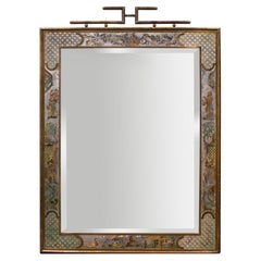 Philip and Kelvin LaVerne Rare et important miroir "Chine Fret" 1960s (Signé)