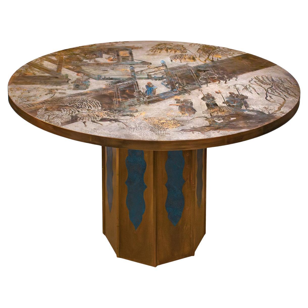Philip and Kelvin LaVerne Rare "Chan" Dining/Game/Center Table 1960s (Signed)