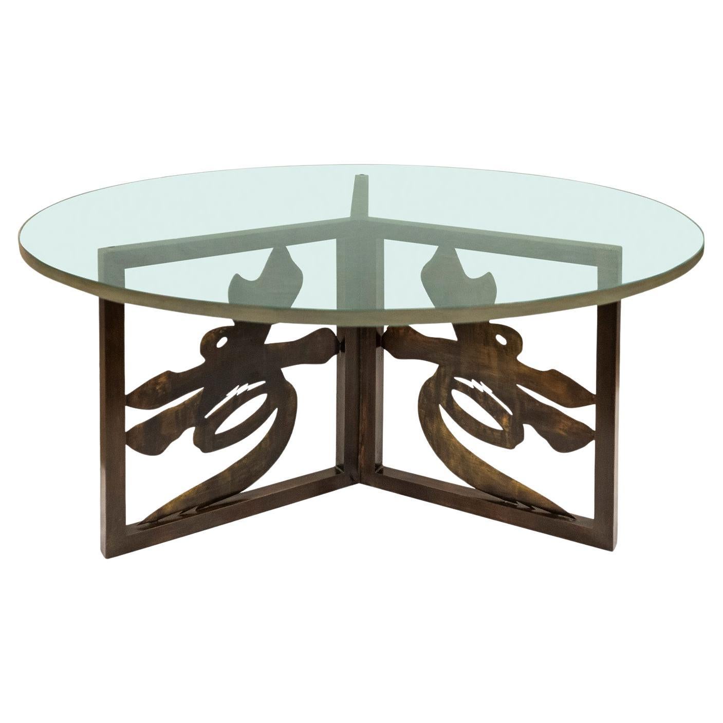 Philip and Kelvin LaVerne Rare "Chrysanthemum" Coffee Table 1970s (Signed)