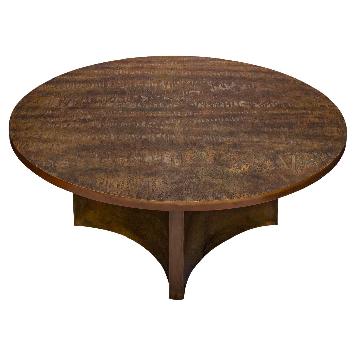 Philip and Kelvin LaVerne Rare "Eternal Forest" Coffee Table 1960s (Signed) im Angebot