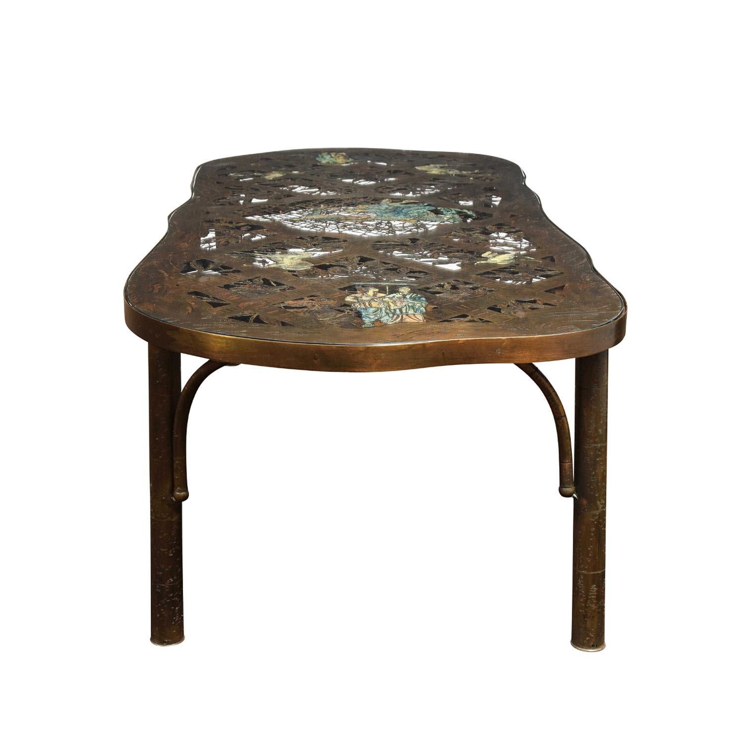 Américain Philip et Kelvin LaVerne Rare « Table basseragonard percée » des années 1960 « Signé » en vente