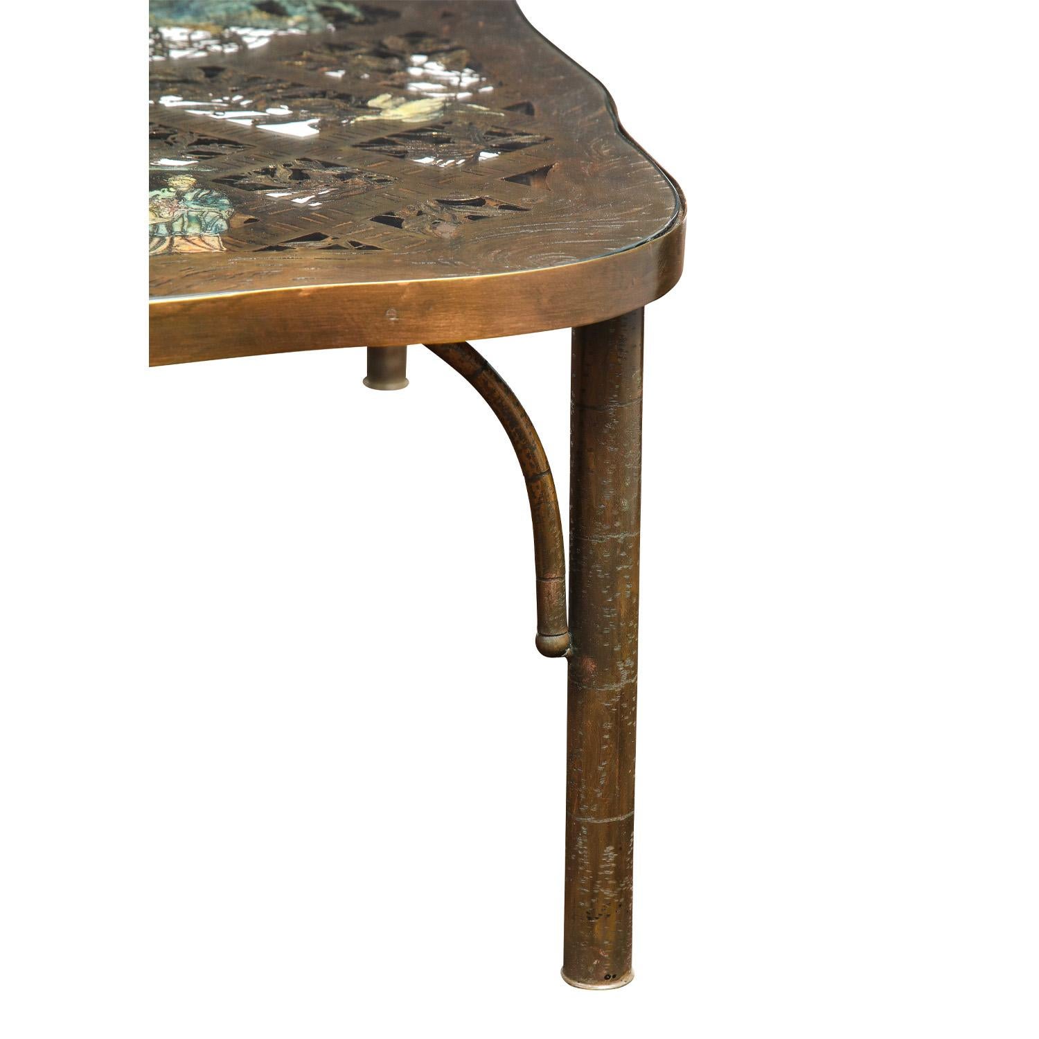Milieu du XXe siècle Philip et Kelvin LaVerne Rare « Table basseragonard percée » des années 1960 « Signé » en vente