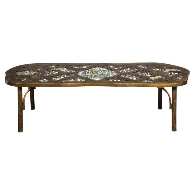 Philip and Kelvin LaVerne Rare "Fragonard Pierced Coffee Table" 1960s 'Signed' For Sale