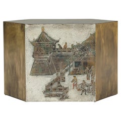 Philip and Kelvin LaVerne Rare Lo-Ta Hexagonal Bronze Side Table, USA, 1960s