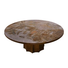 Rara mesa de centro "Odisea" de Philip and Kelvin LaVerne, años 60 (Firmada)