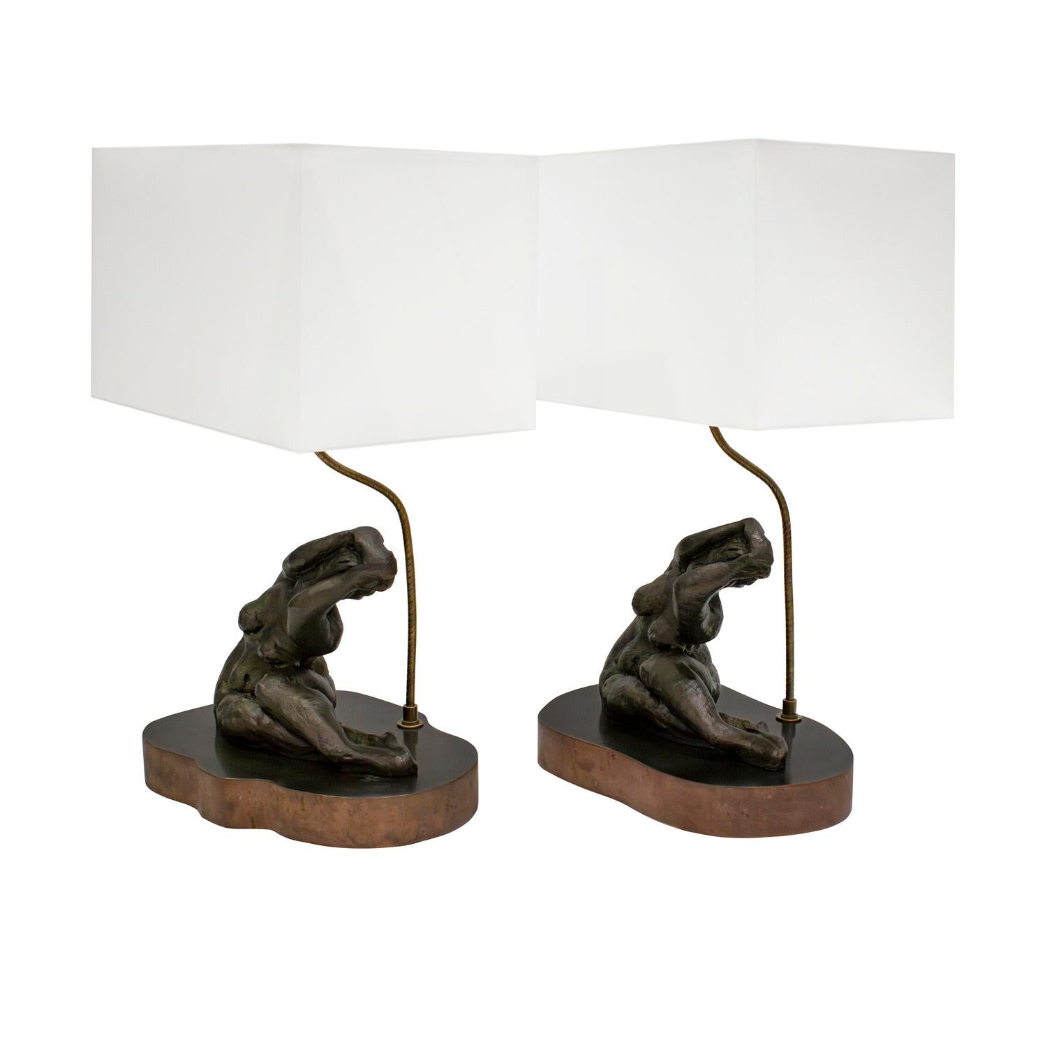 Mid-Century moderno Philip and Kelvin LaVerne Rara coppia di lampade da tavolo 