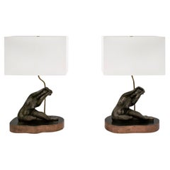 Philip and Kelvin LaVerne Seltenes Paar "Galatea" Tischlampen 1970er Jahre (signiert)
