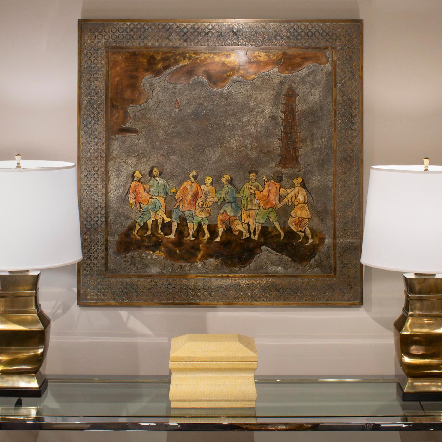 Bronze Philip and Kelvin LaVerne Rare Tower of Babel Collectors Painting 1960s (Signed) For Sale