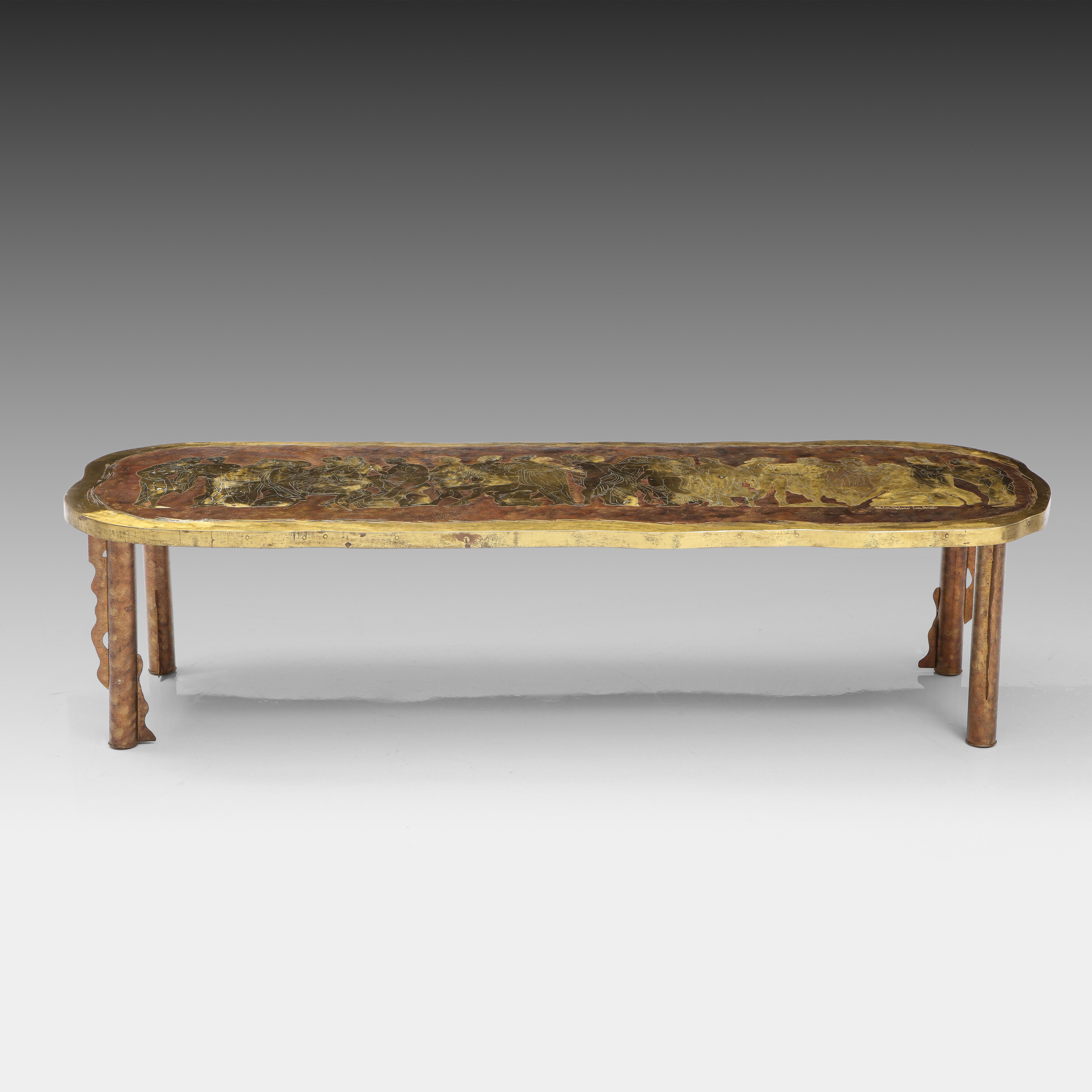 American Philip and Kelvin LaVerne Rare Large Romanesque Coffee Table, USA, 1960s