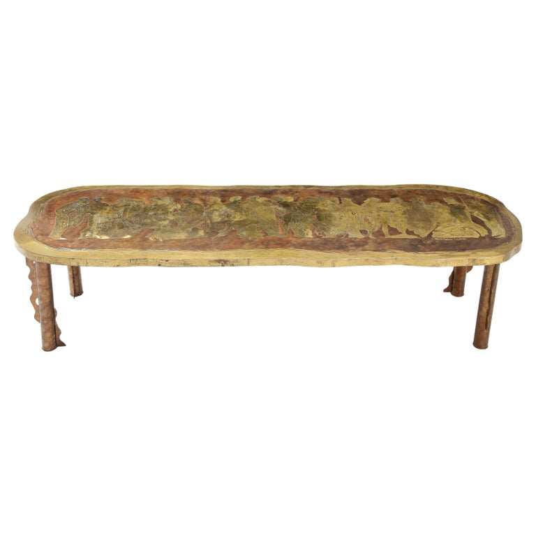 Philip and Kelvin LaVerne Rare Large Romanesque Coffee Table, USA, 1960s For Sale