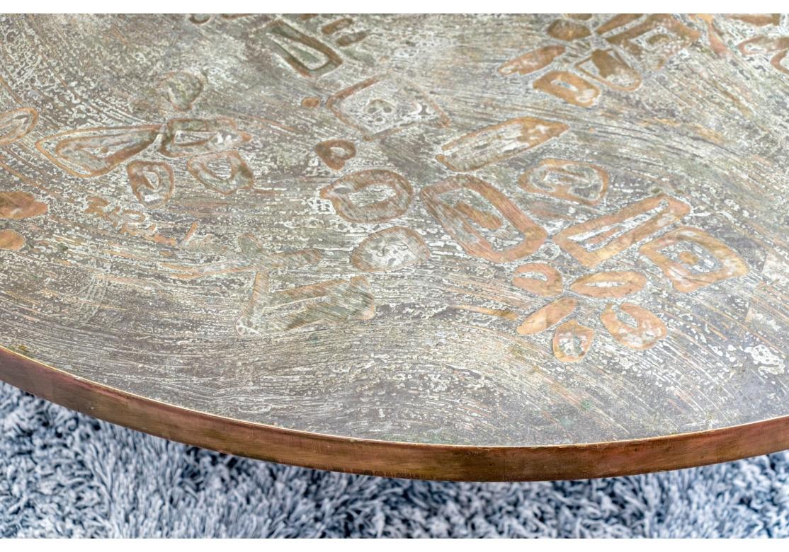20ième siècle Philip And Kelvin LaVerne Round Bronze Cocktail Table For Restoration en vente