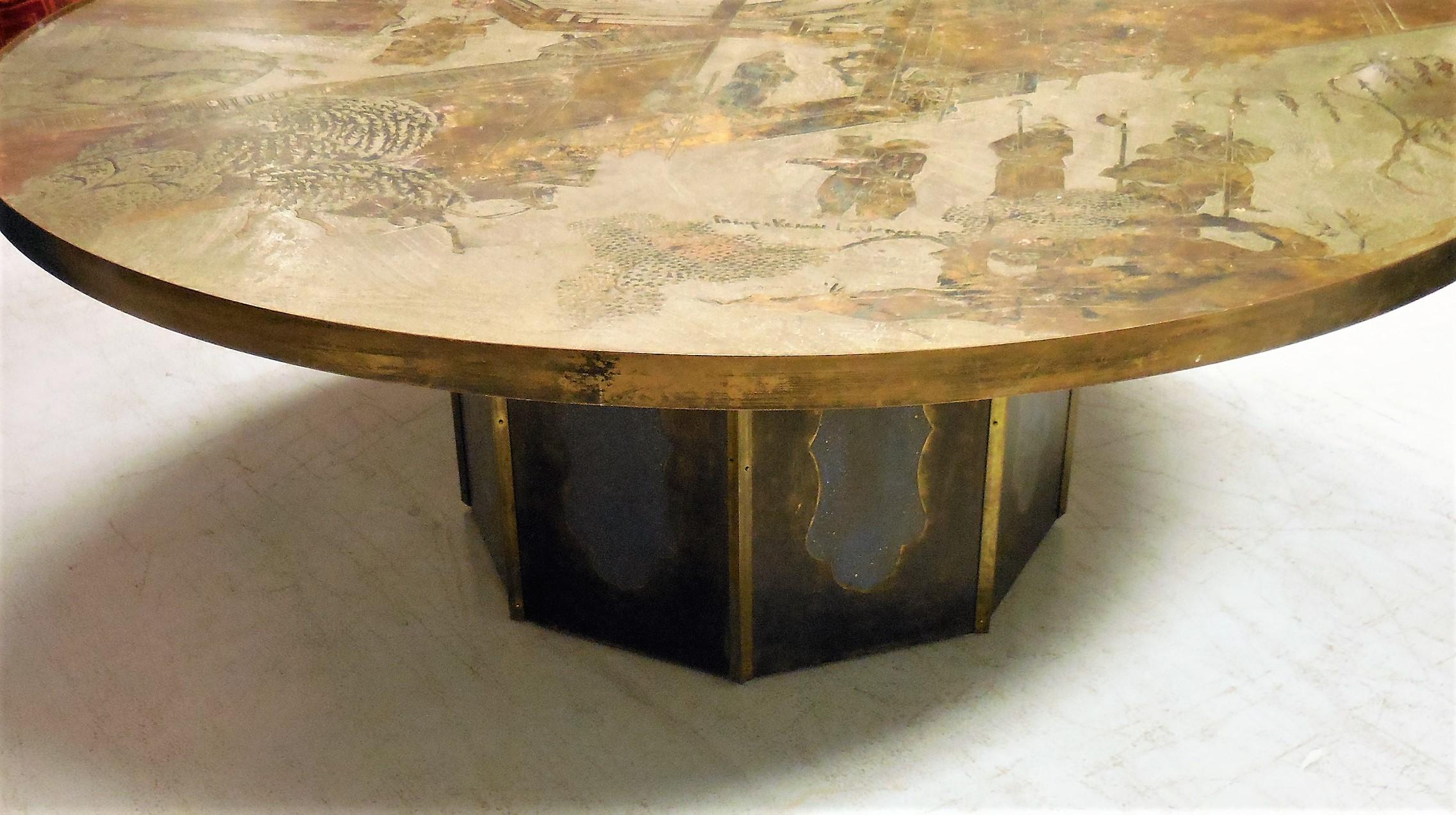 Philip and Kelvin LaVerne Round Bronze Coffee Table In Excellent Condition In Miami, FL