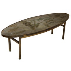 Philip and Kelvin LaVerne Signed Patinated Bronze Oblong Coffee Table
