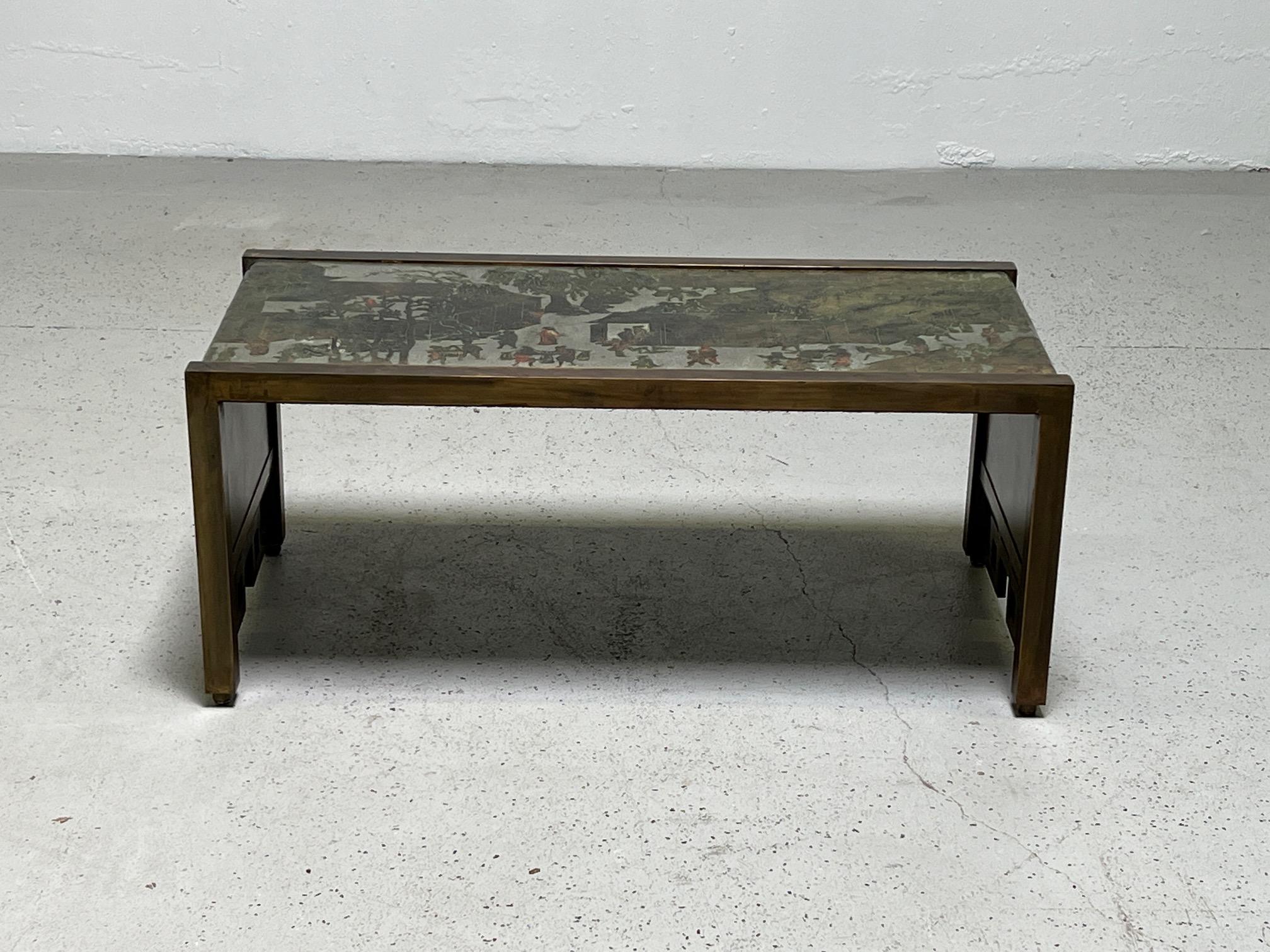 A Philip and Kelvin Laverne designed Spring Festival waterfall coffee table.