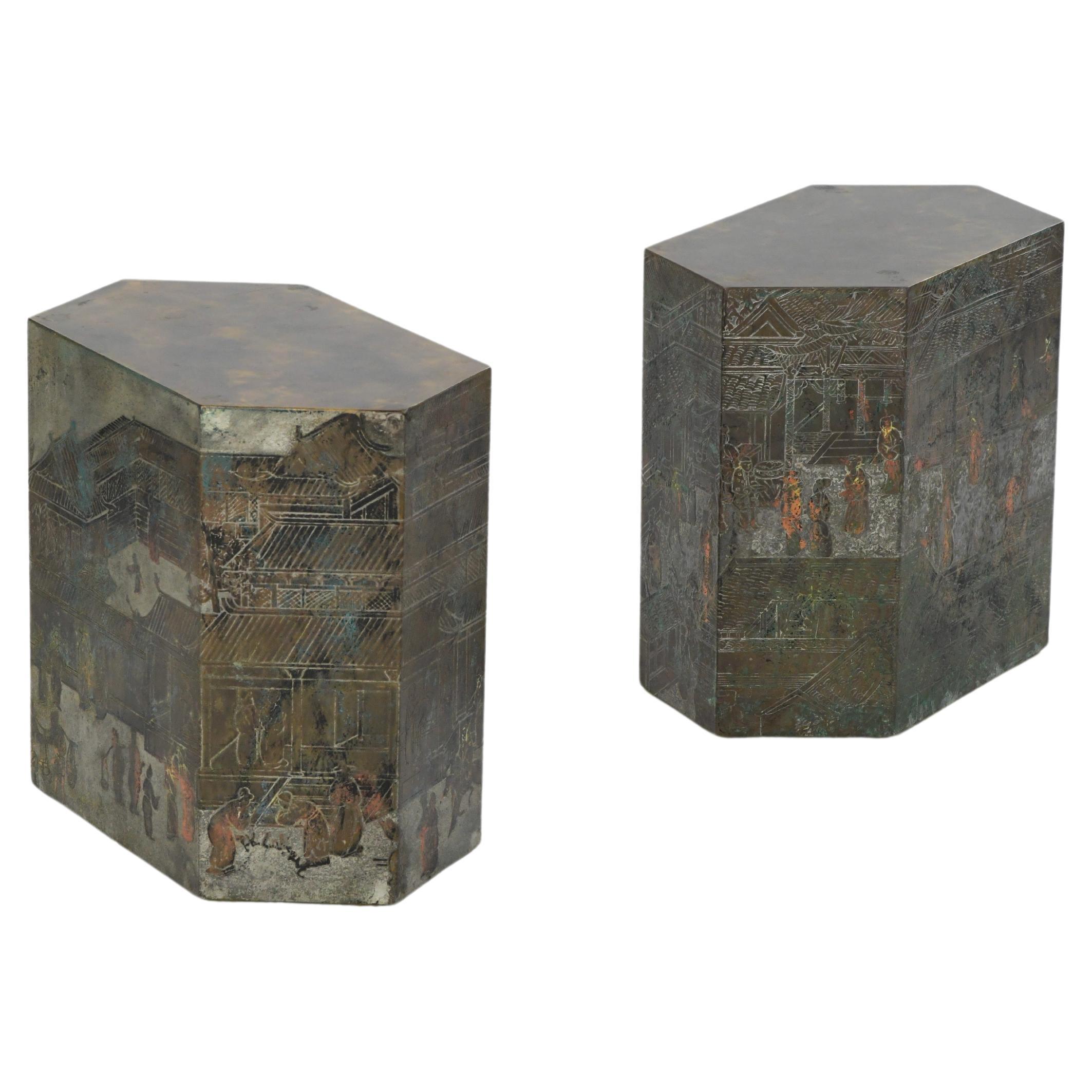 Philip and Kelvin LaVerne Spring Festival hexagonal occasional tables  For Sale