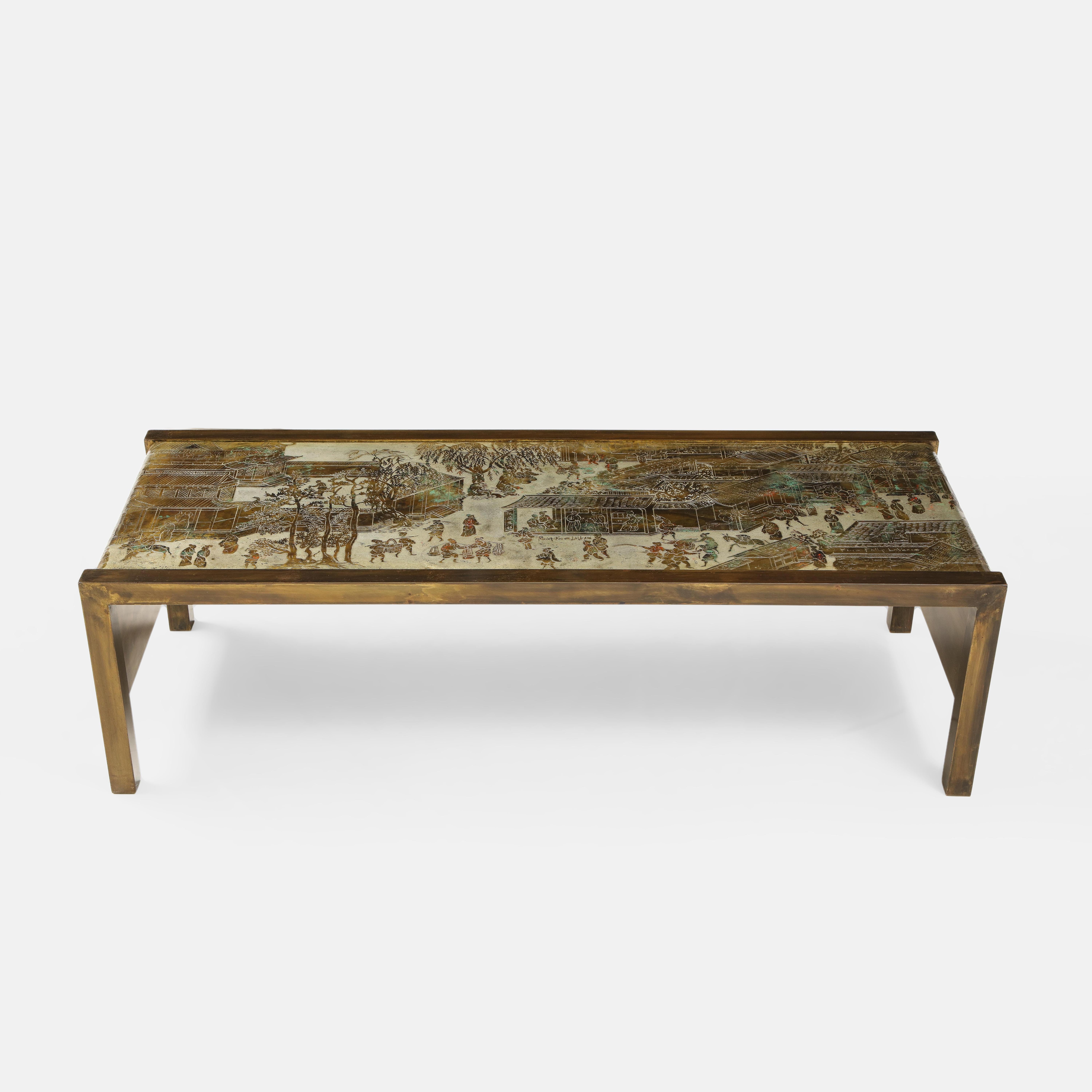 Philip and Kelvin LaVerne 'Spring Festival' Waterfall Coffee Table In Good Condition In New York, NY