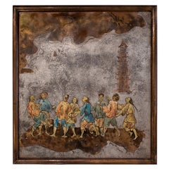 Philip and Kelvin LaVerne "Tour de Babel" Peinture gravée années 1960 (signée)