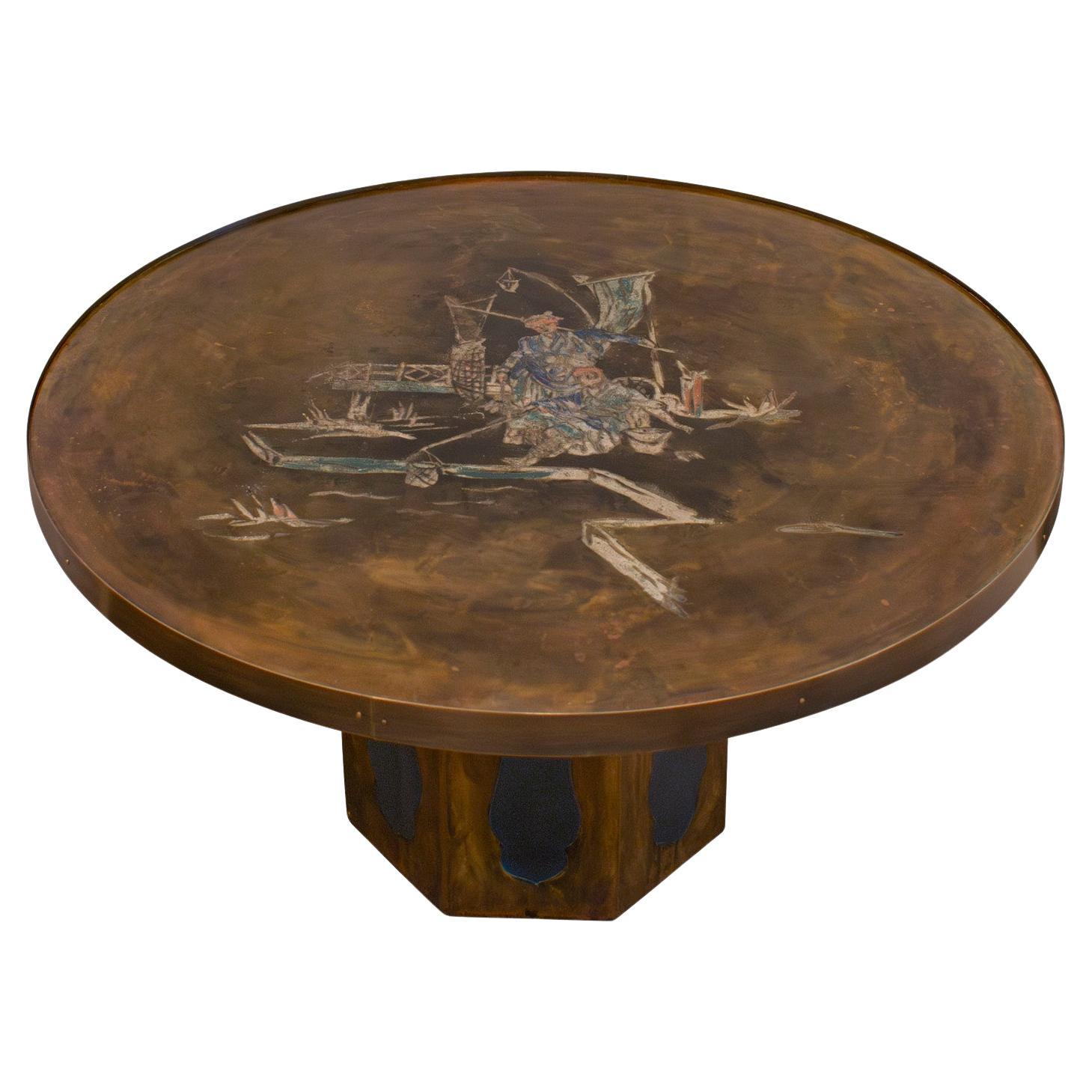 Philip and Kelvin LaVerne Table basse ancienne unique avec motif chinois années 1960 en vente