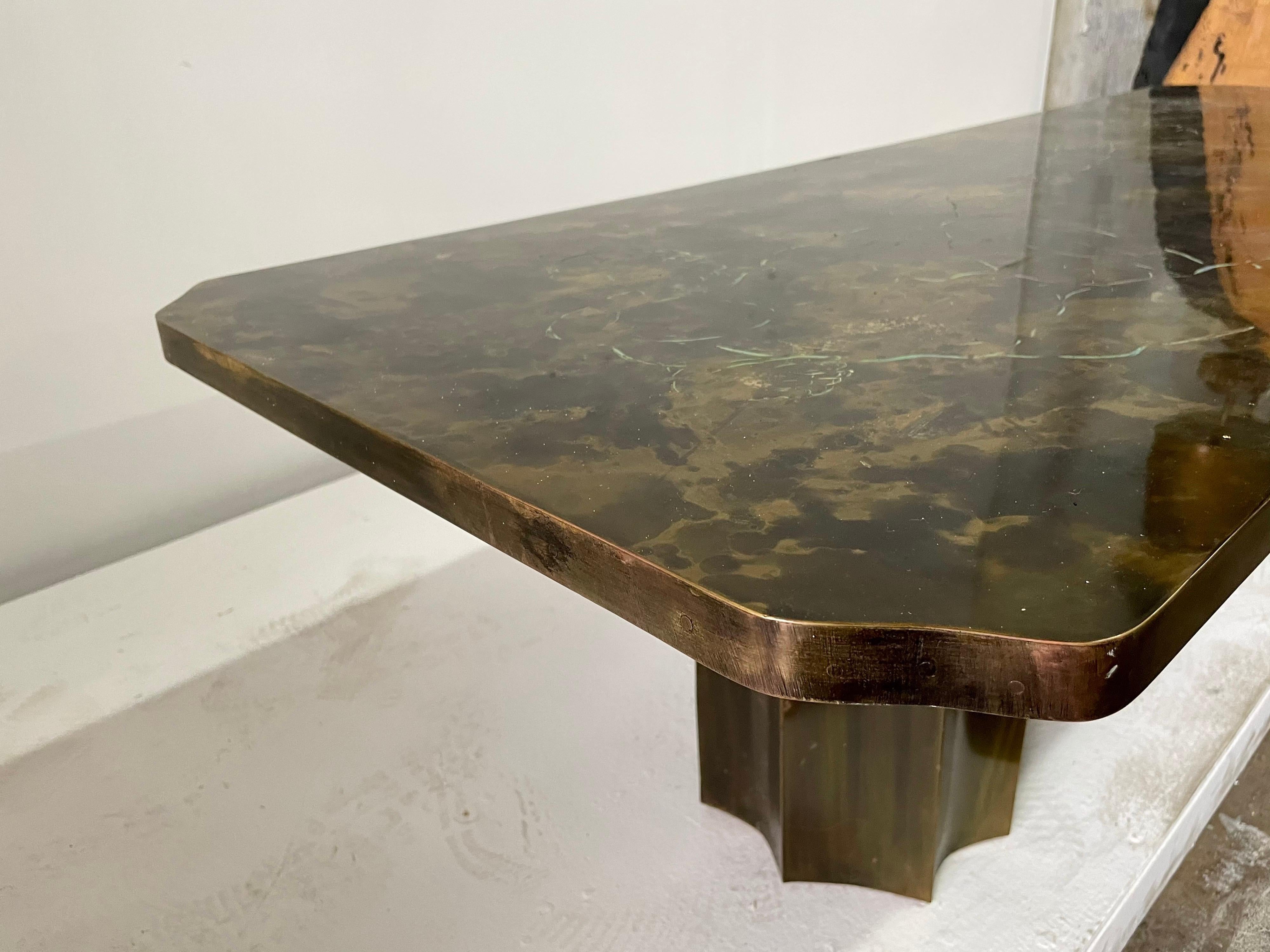 American Philip and Kelvin LaVerne Vintage Etched Bronze Coffee Table