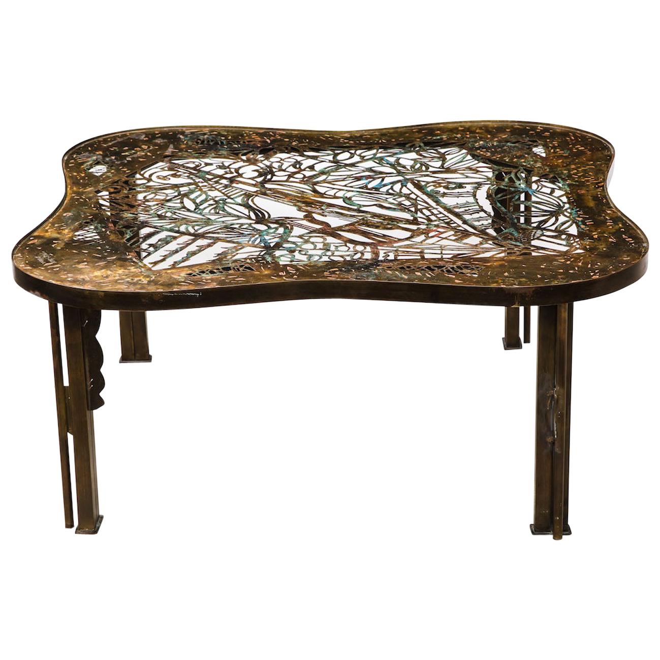 Philip and Kelvin LaVerne Viola Table Signed in the Intricate Design For Sale