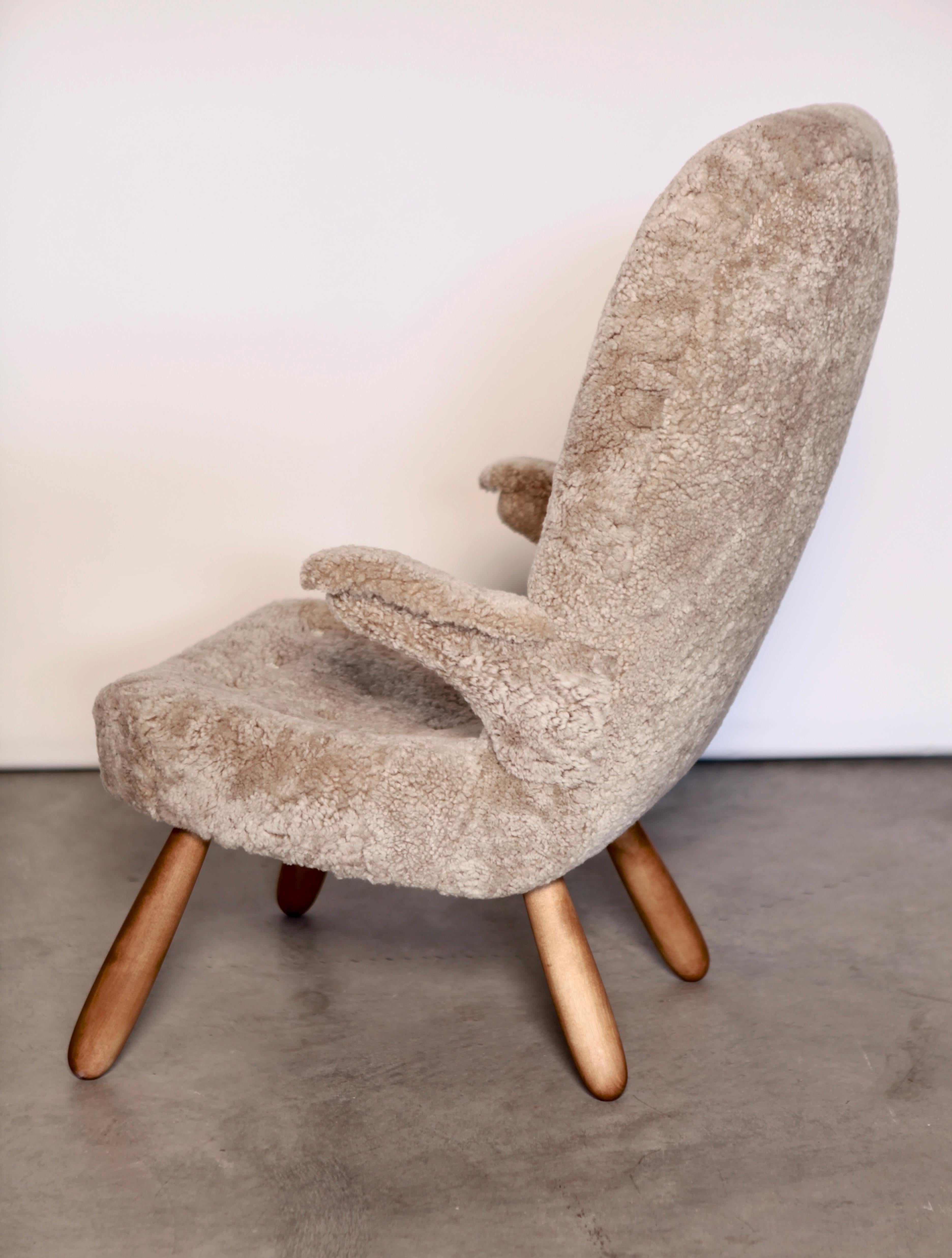 Stained Philip Arctander, a Rare High Back 'Clam' Lounge Chair, Sweden, 1940s