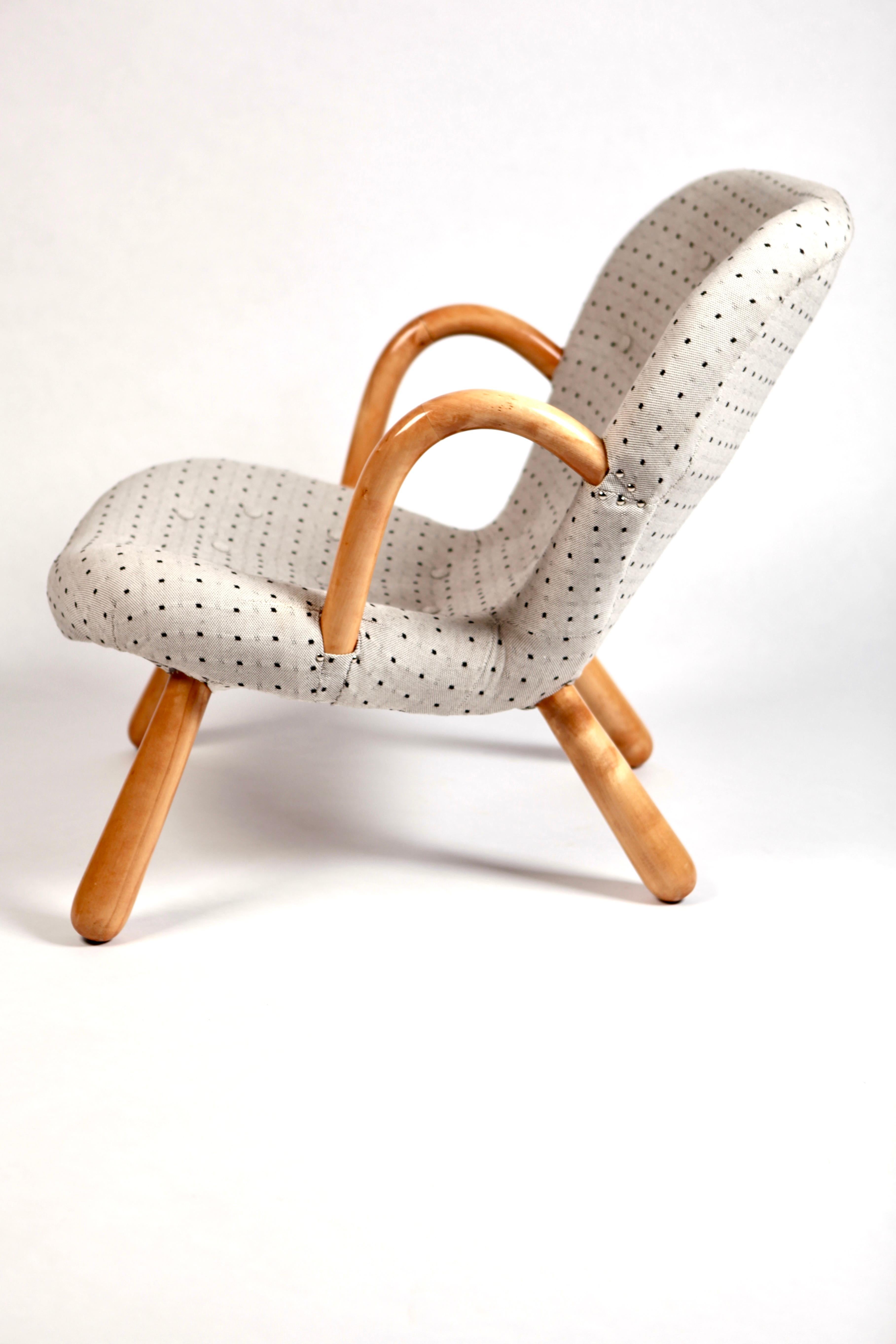 Fabric Philip Arctander Clam Chair by Nordisk Stål  Denmark, 1940s