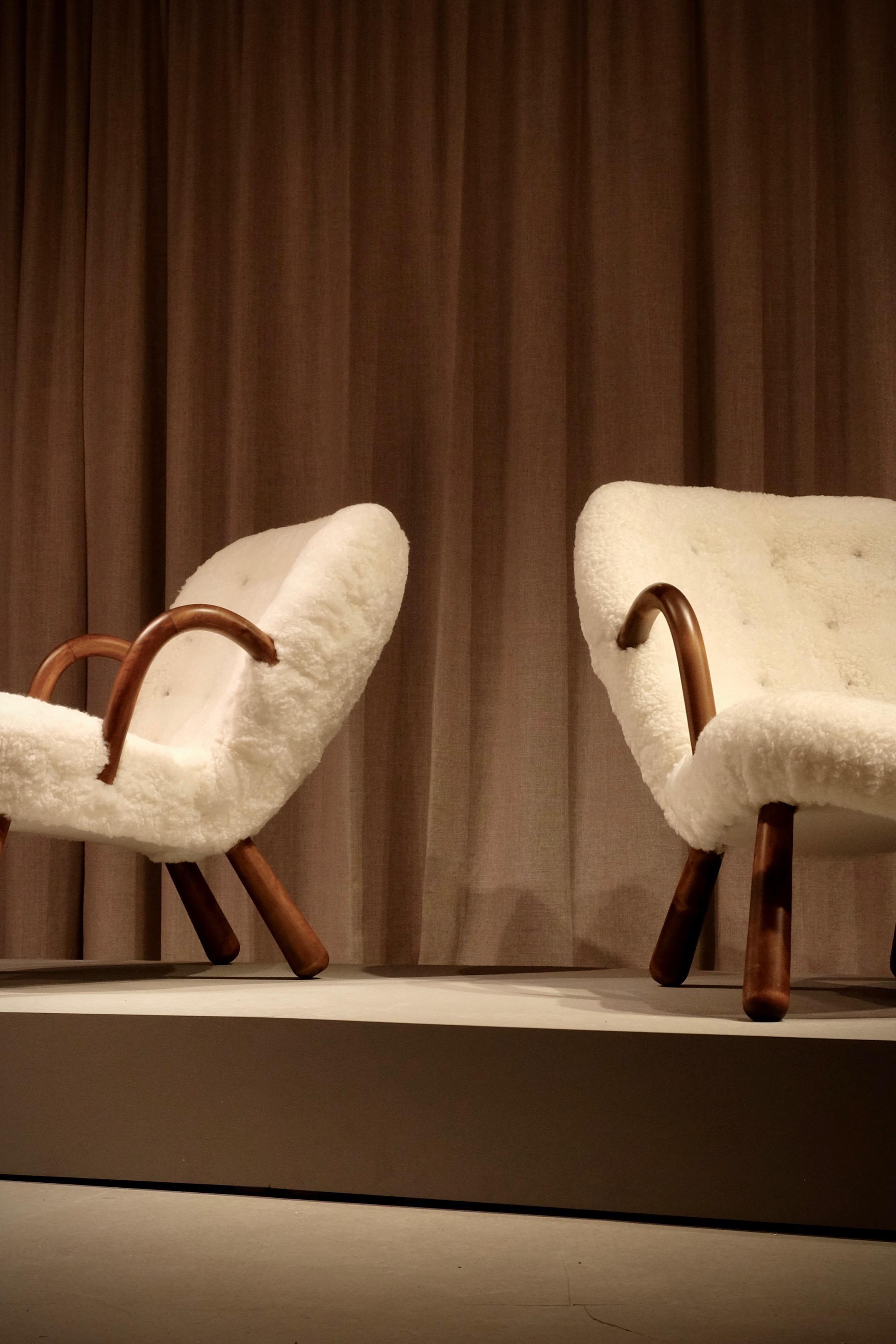 Danish Philip Arctander Clam Chairs by Nordisk Stål & Møbel Central in Denmark, 1940s