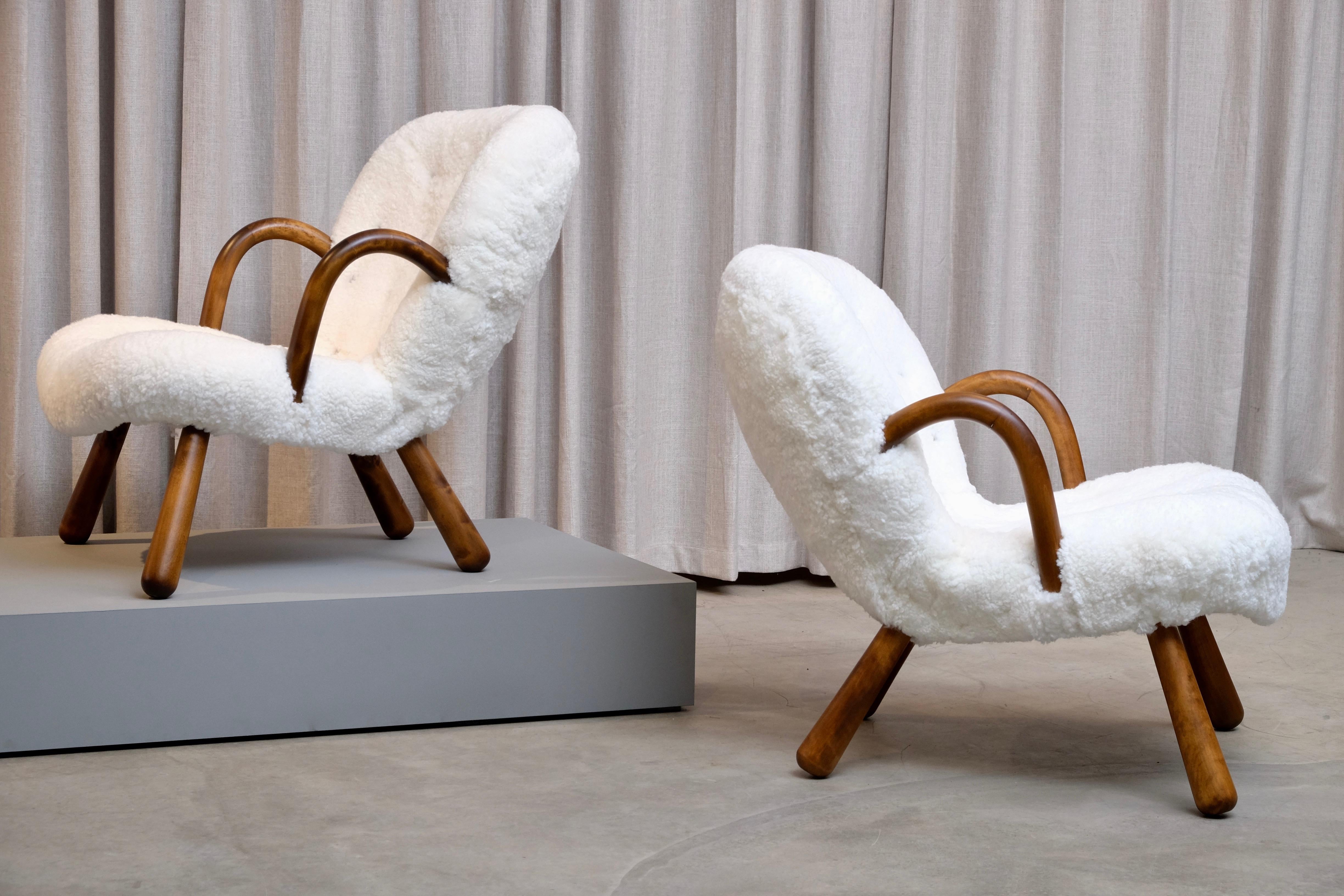 Danish Philip Arctander Clam Chairs by Nordisk Stål & Møbel Central in Denmark, 1940s