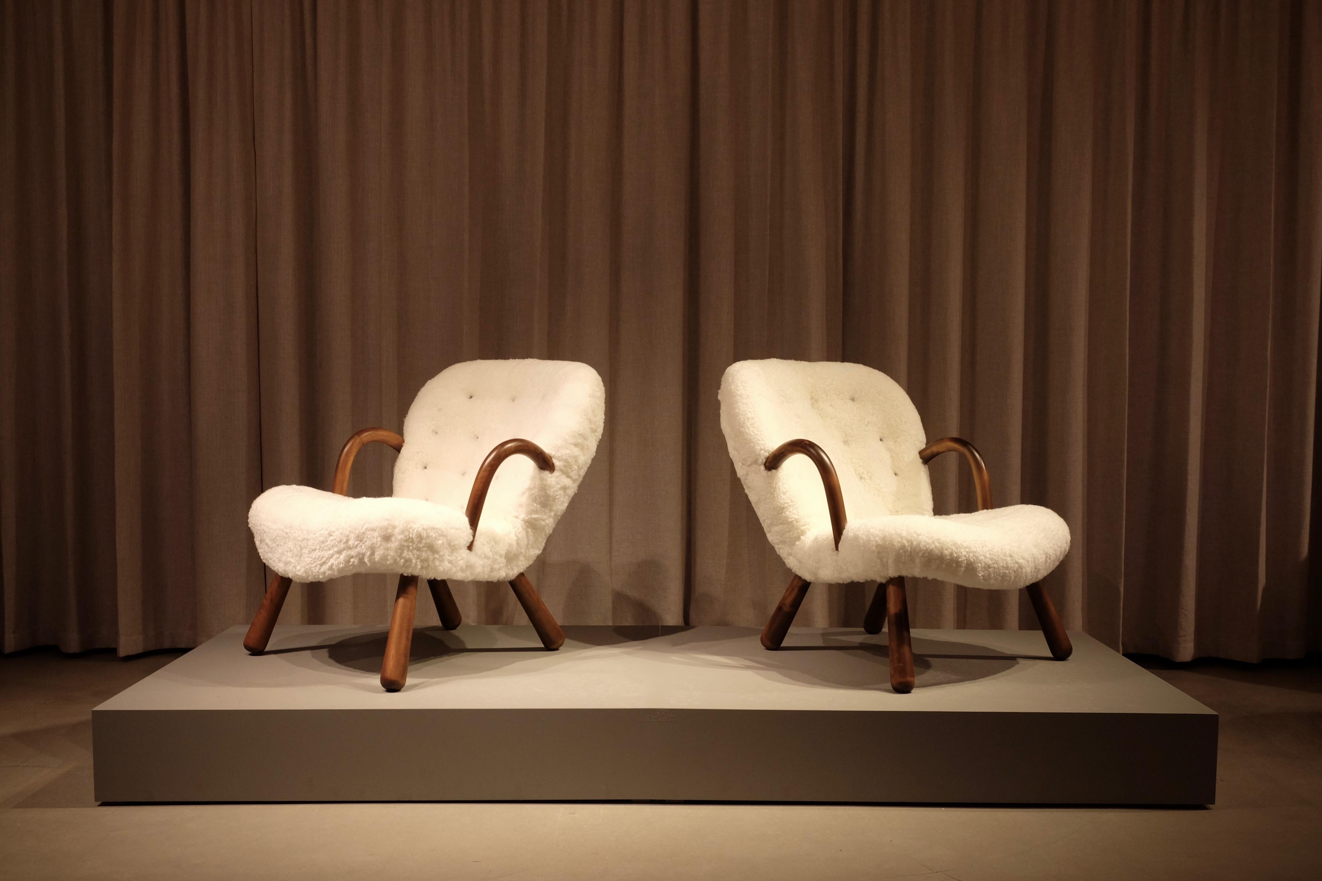 Philip Arctander Clam Chairs by Nordisk Stål & Møbel Central in Denmark, 1940s In Excellent Condition In Stockholm, SE