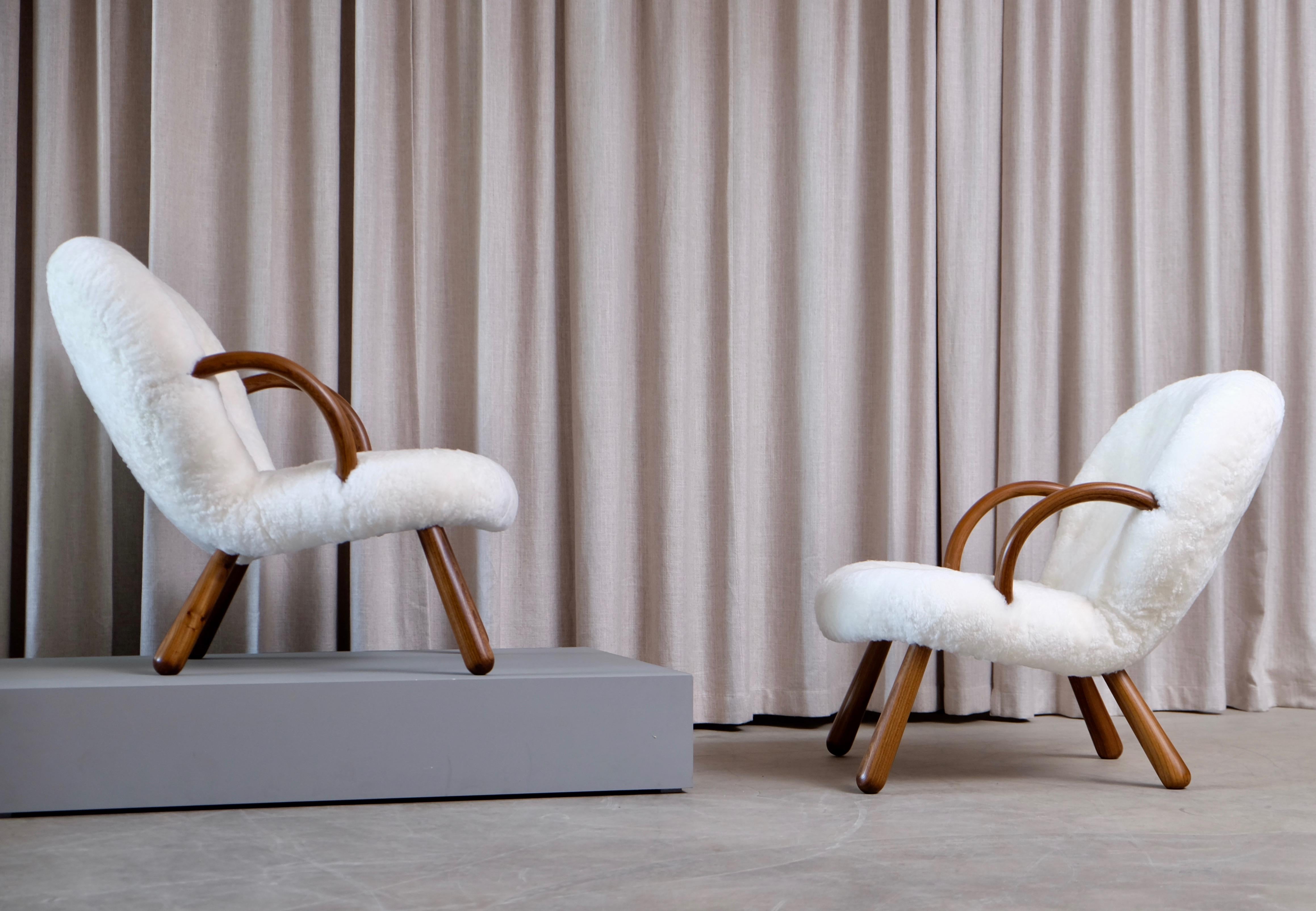 Philip Arctander Clam Chairs by Nordisk Stål & Møbel Central in Denmark, 1940s In Good Condition In Stockholm, SE
