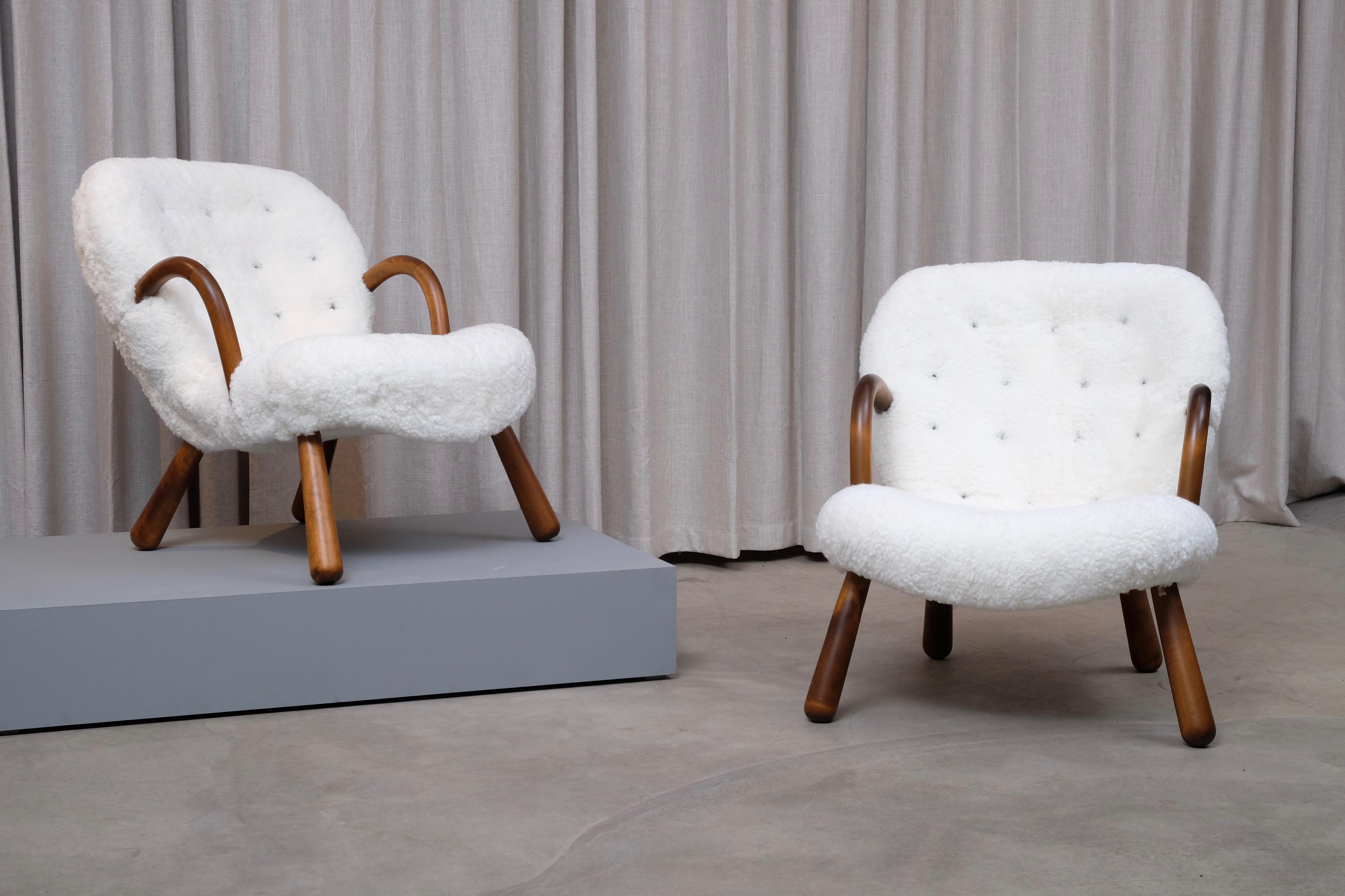 Philip Arctander Clam Chairs by Nordisk Stål & Møbel Central in Denmark, 1940s 1