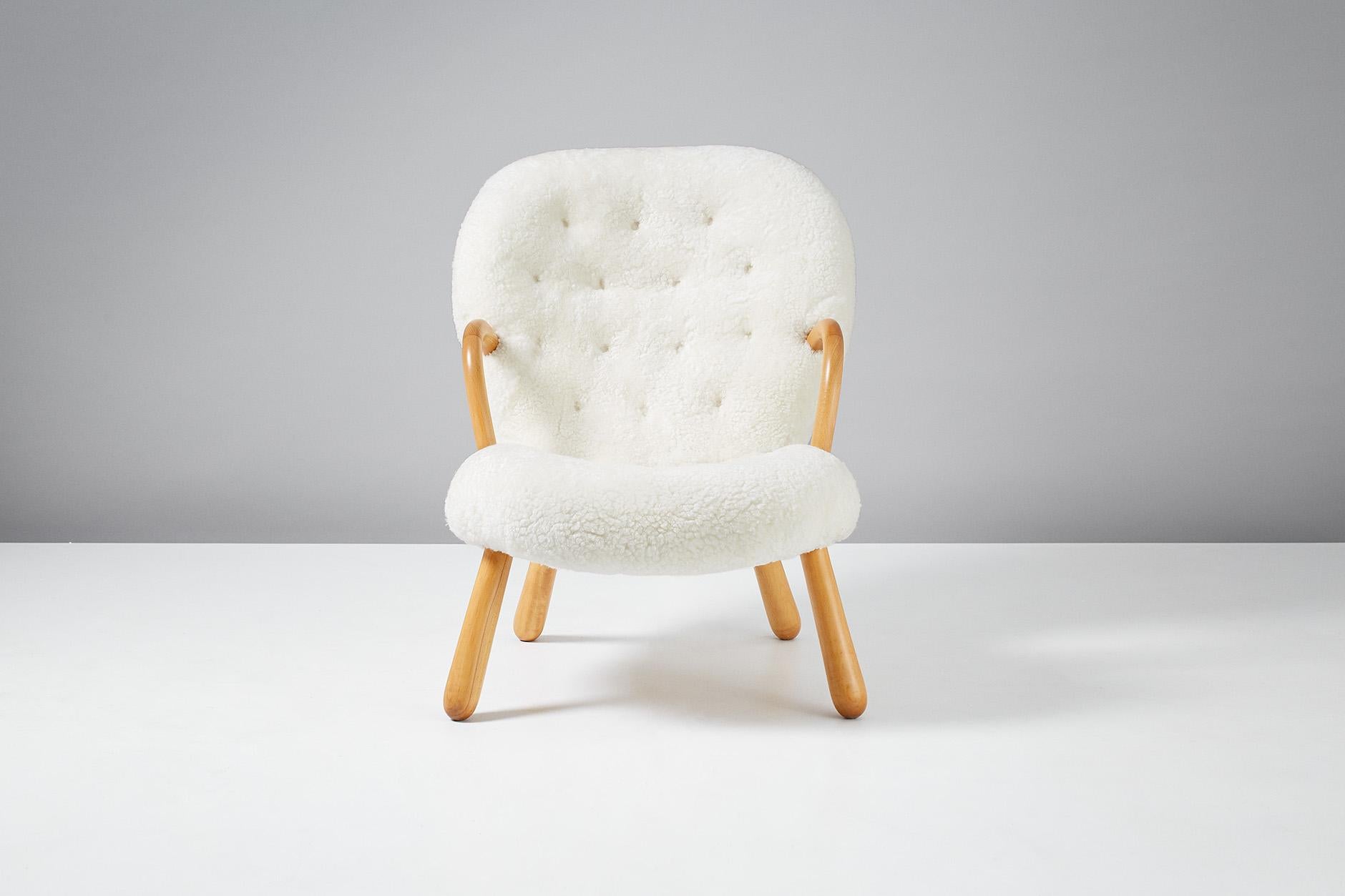 Scandinavian Modern Philip Arctander Pair of Sheepskin Clam Chairs, 1950s