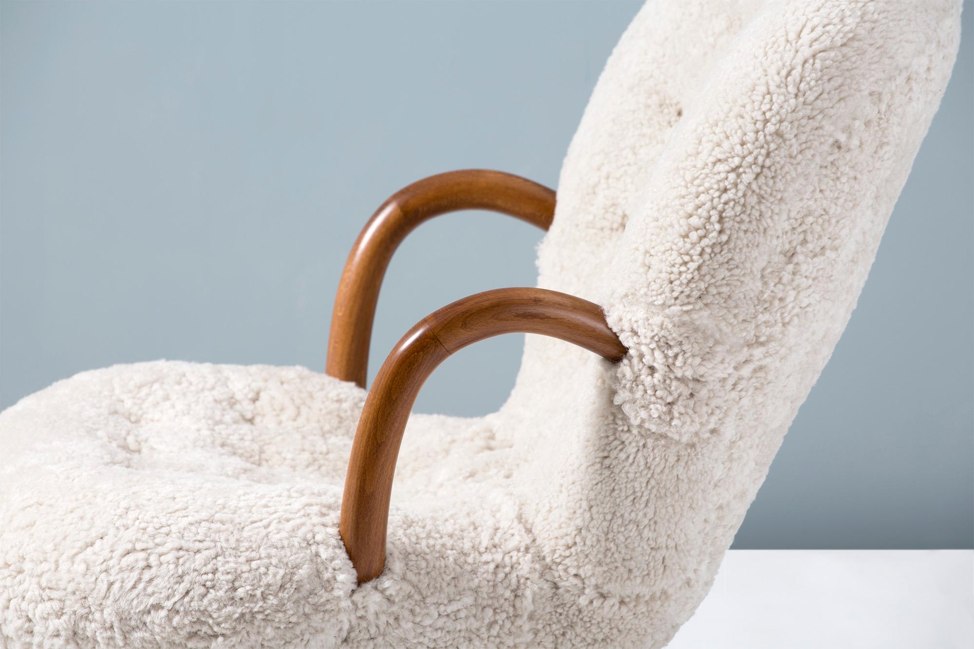 Mid-20th Century Philip Arctander Sheepskin Clam Chair, 1950s