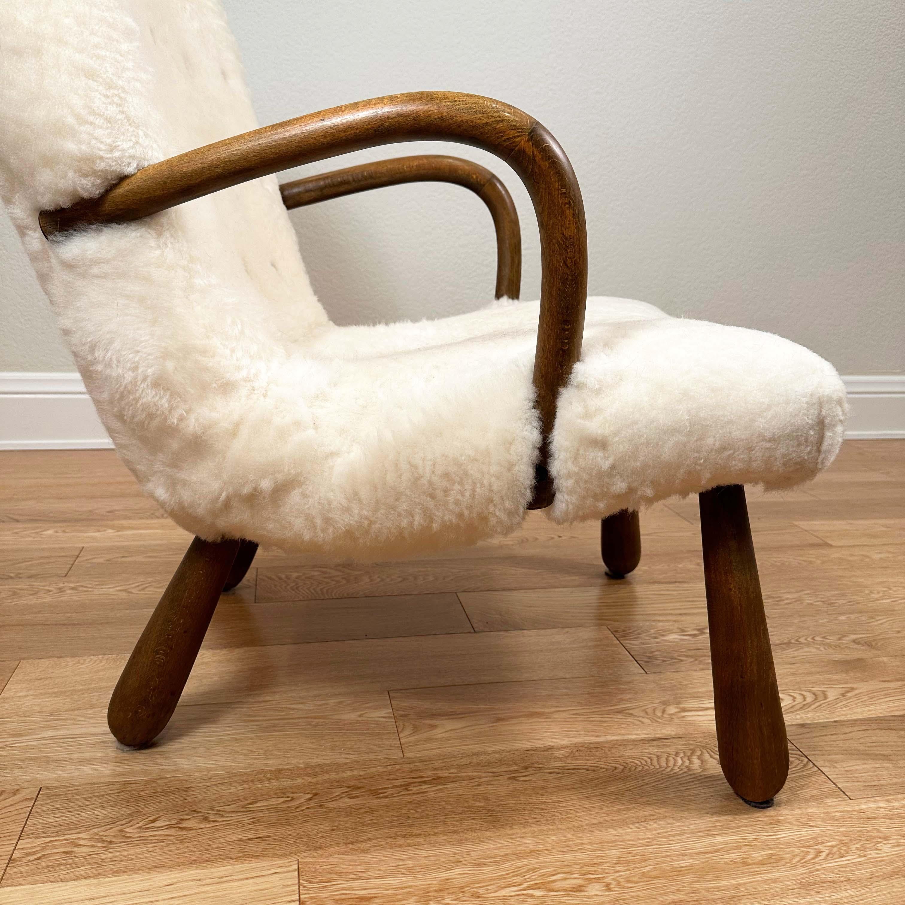 Philip Arctander Sheepskin Clam Chair by Vik & Blindheim For Sale 5