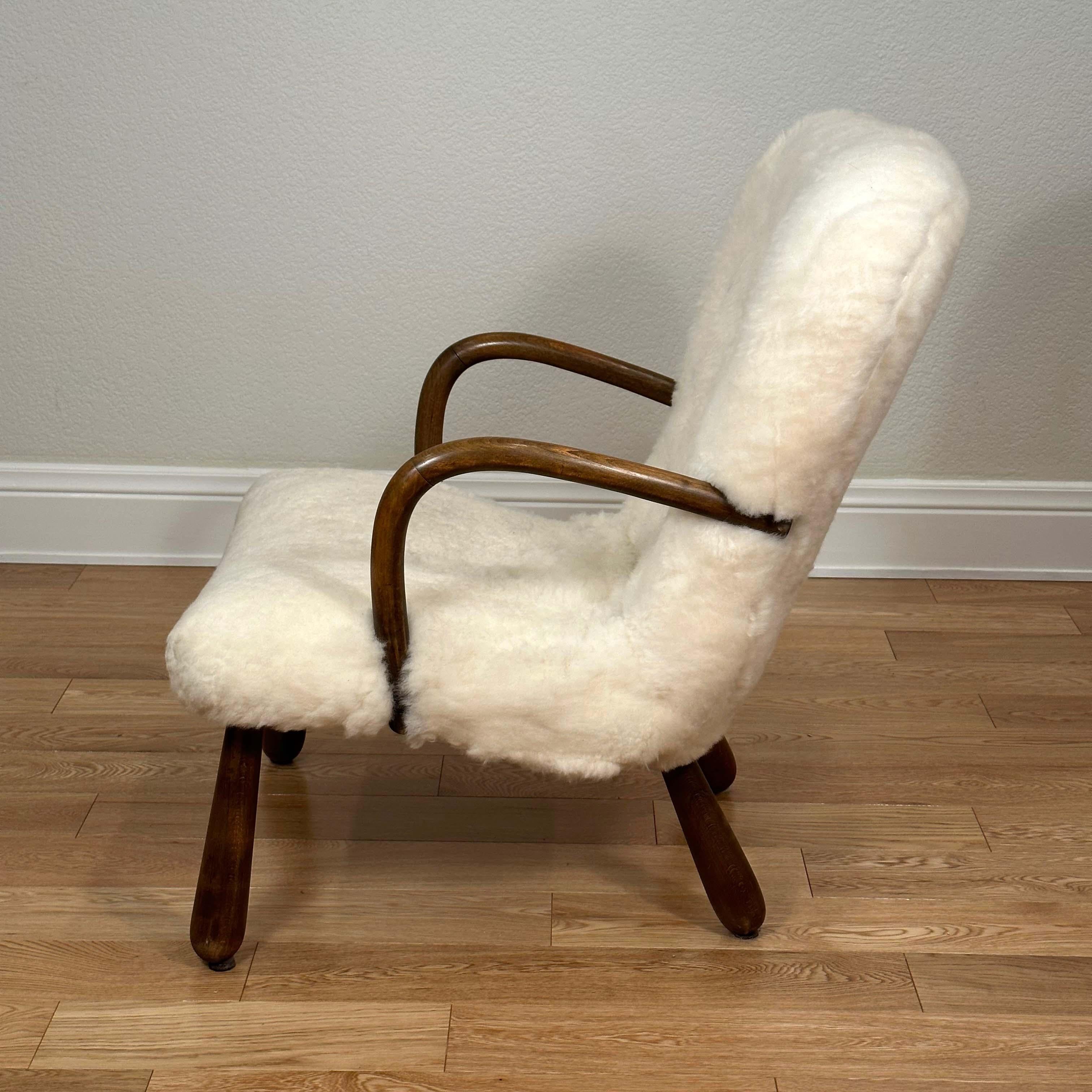 Norwegian Philip Arctander Sheepskin Clam Chair by Vik & Blindheim For Sale