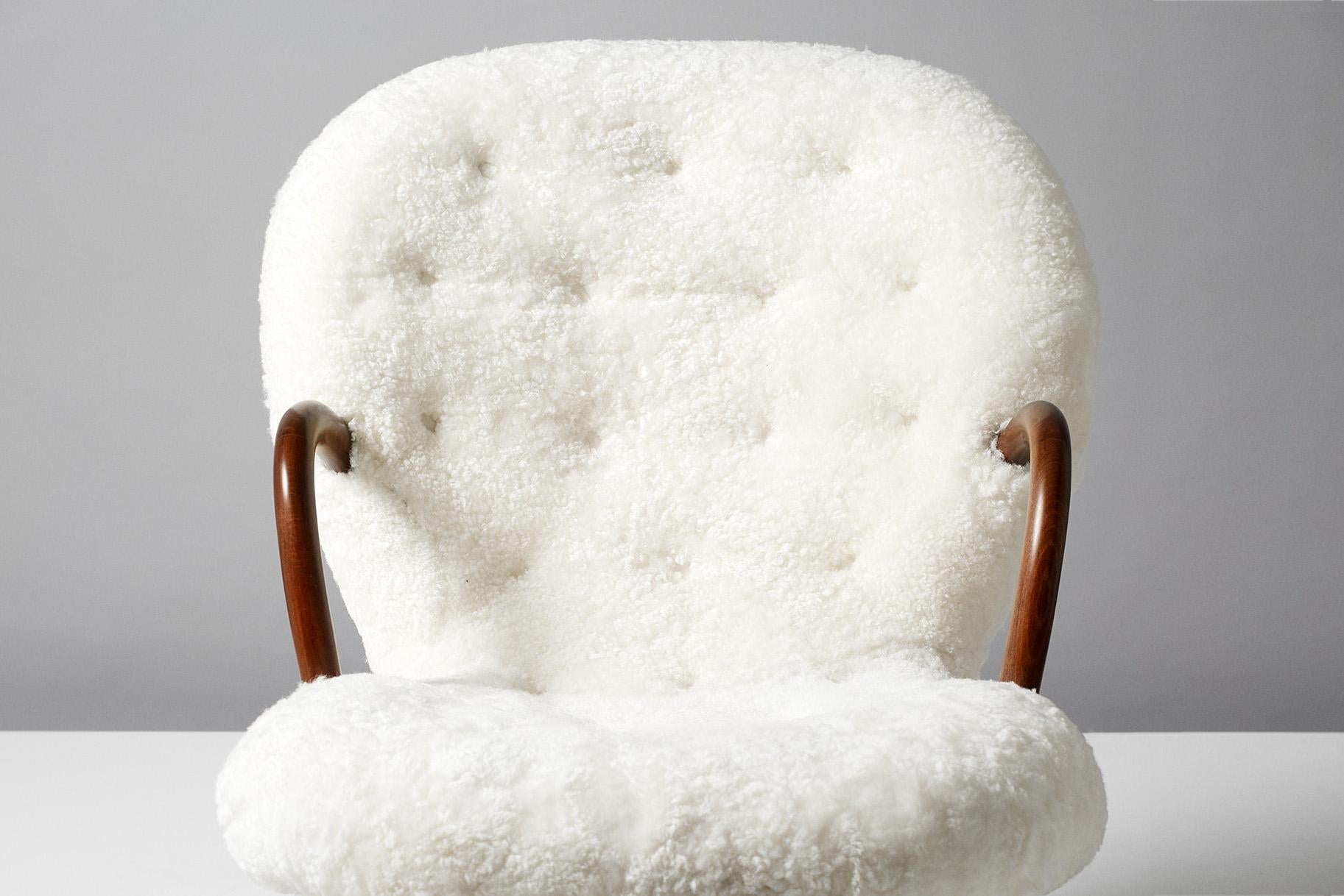 Scandinavian Modern Philip Arctander Sheepskin Clam Chairs, 1950s